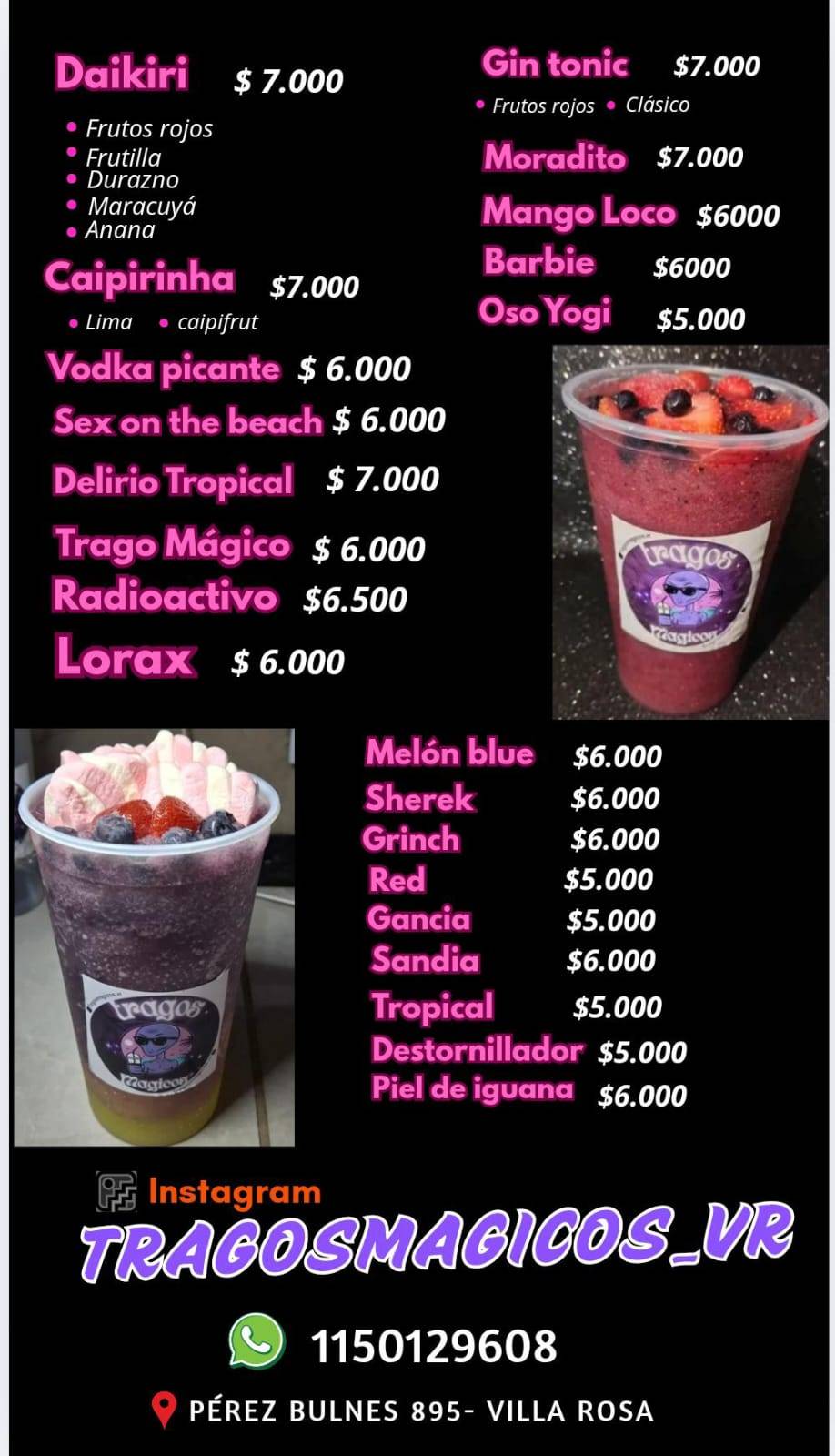 TRAGOS MAGICOS меню