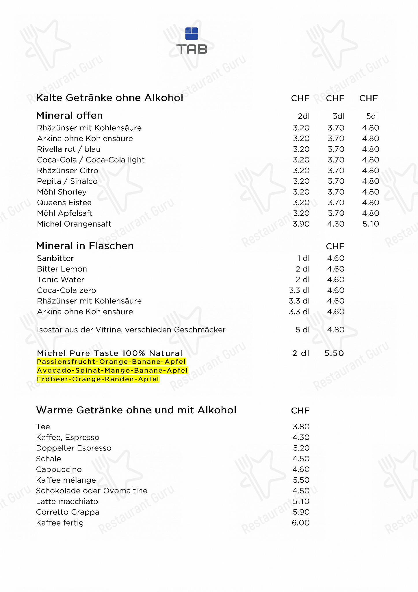 Wine Menu Sportcenter TAB
