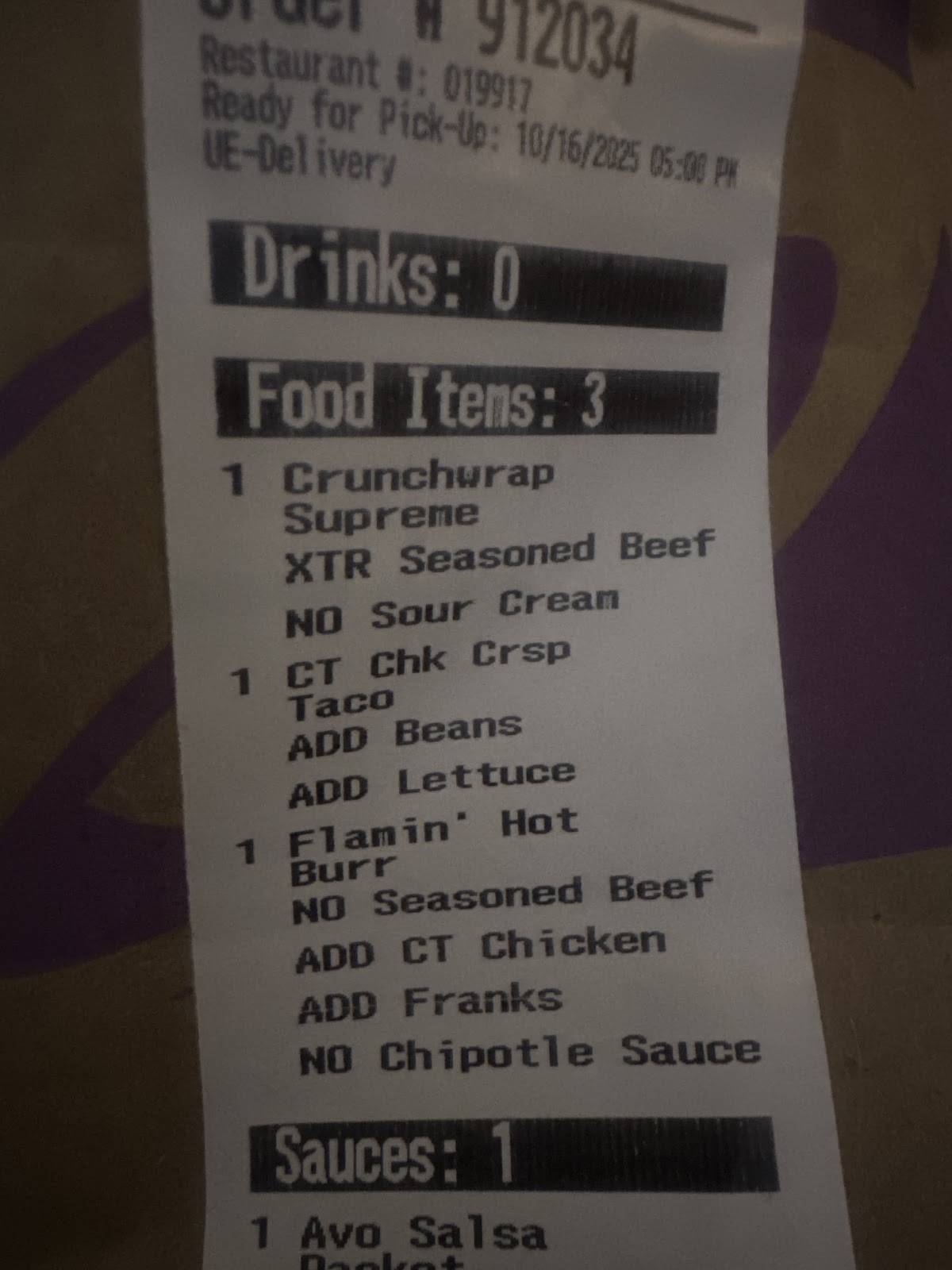 Taco Bell меню
