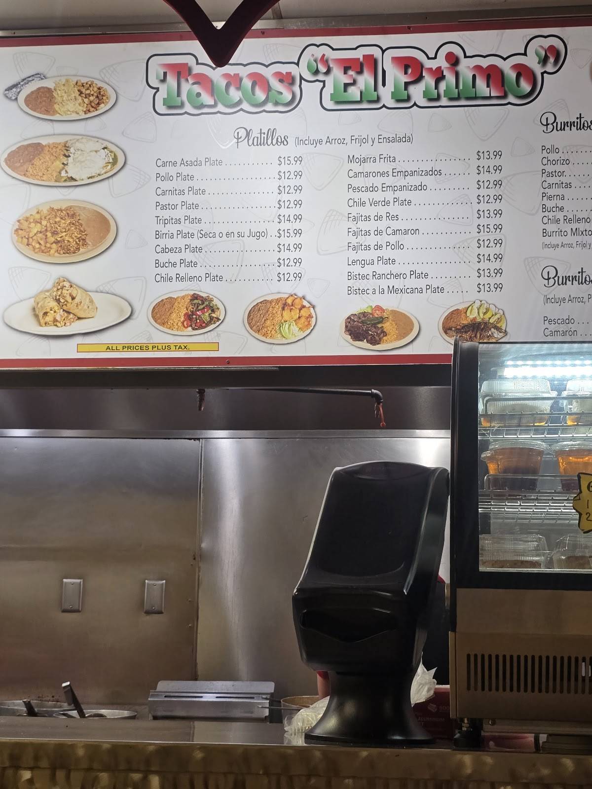 Tacos El Primo меню