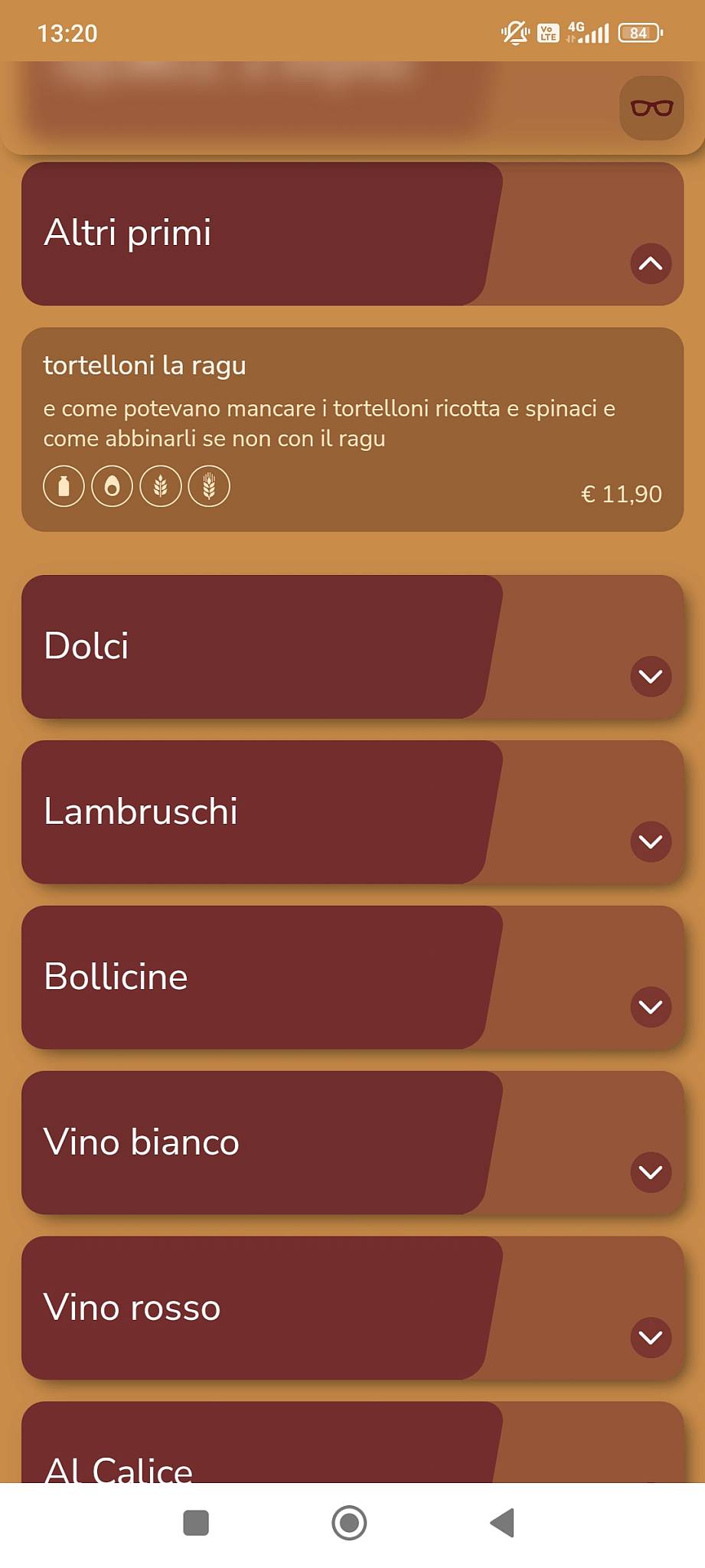 Tagliatelleria Modena Ovest меню