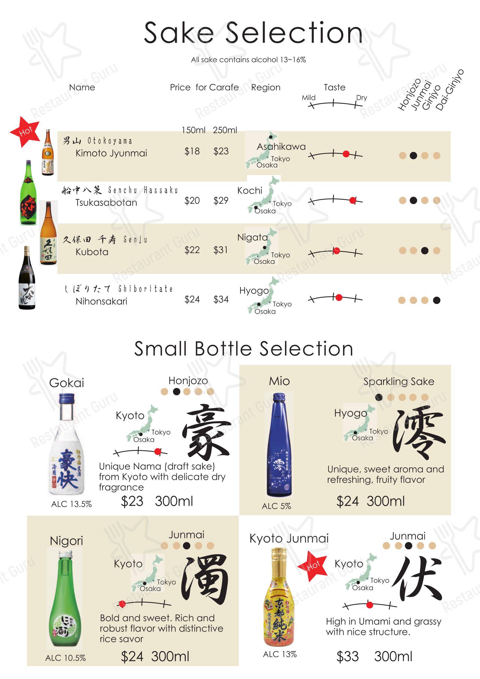 Меню ресторана Tanto Japanese Dining - 菜单