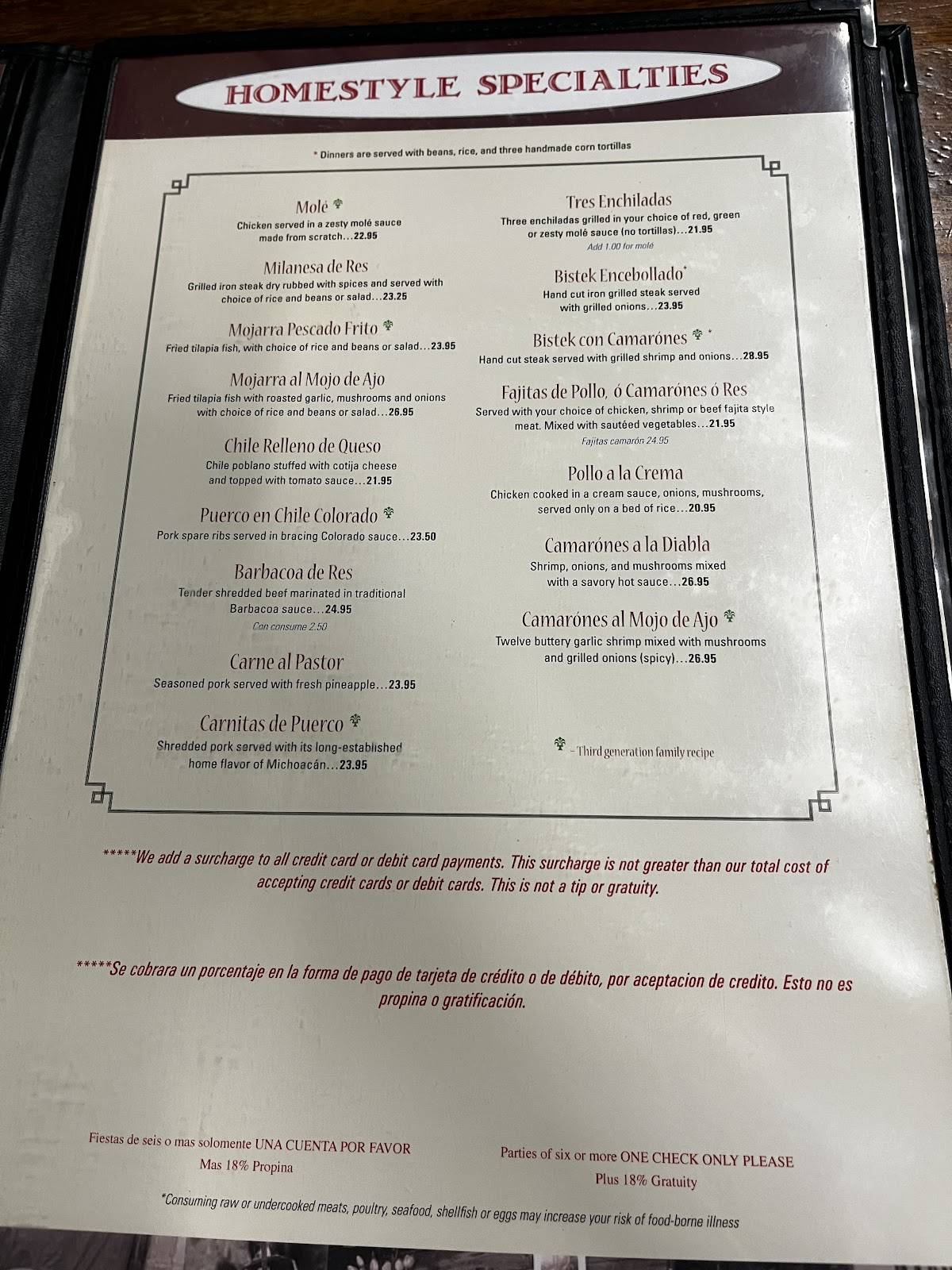 Taqueria La Fuente меню