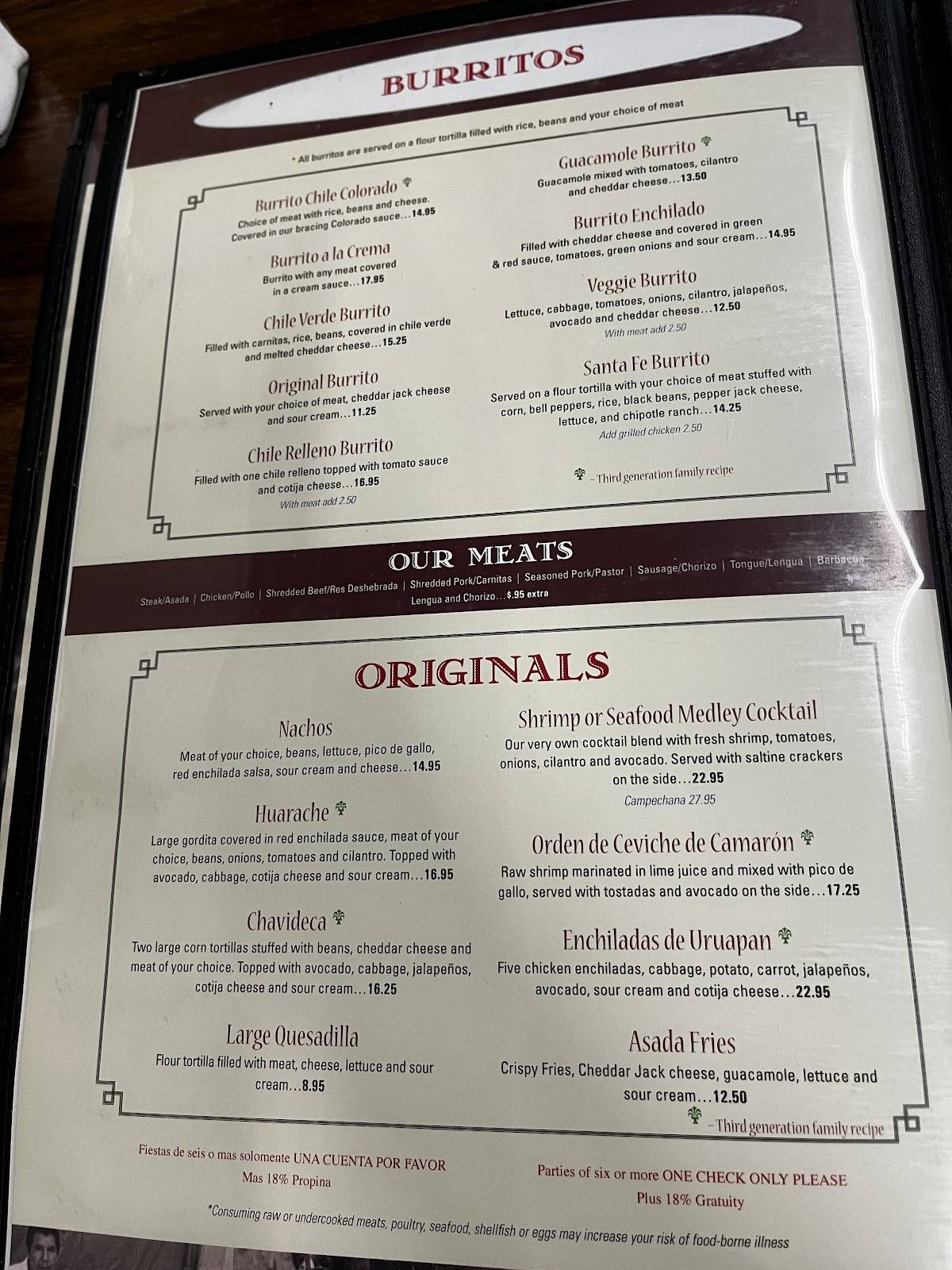 Taqueria La Fuente меню