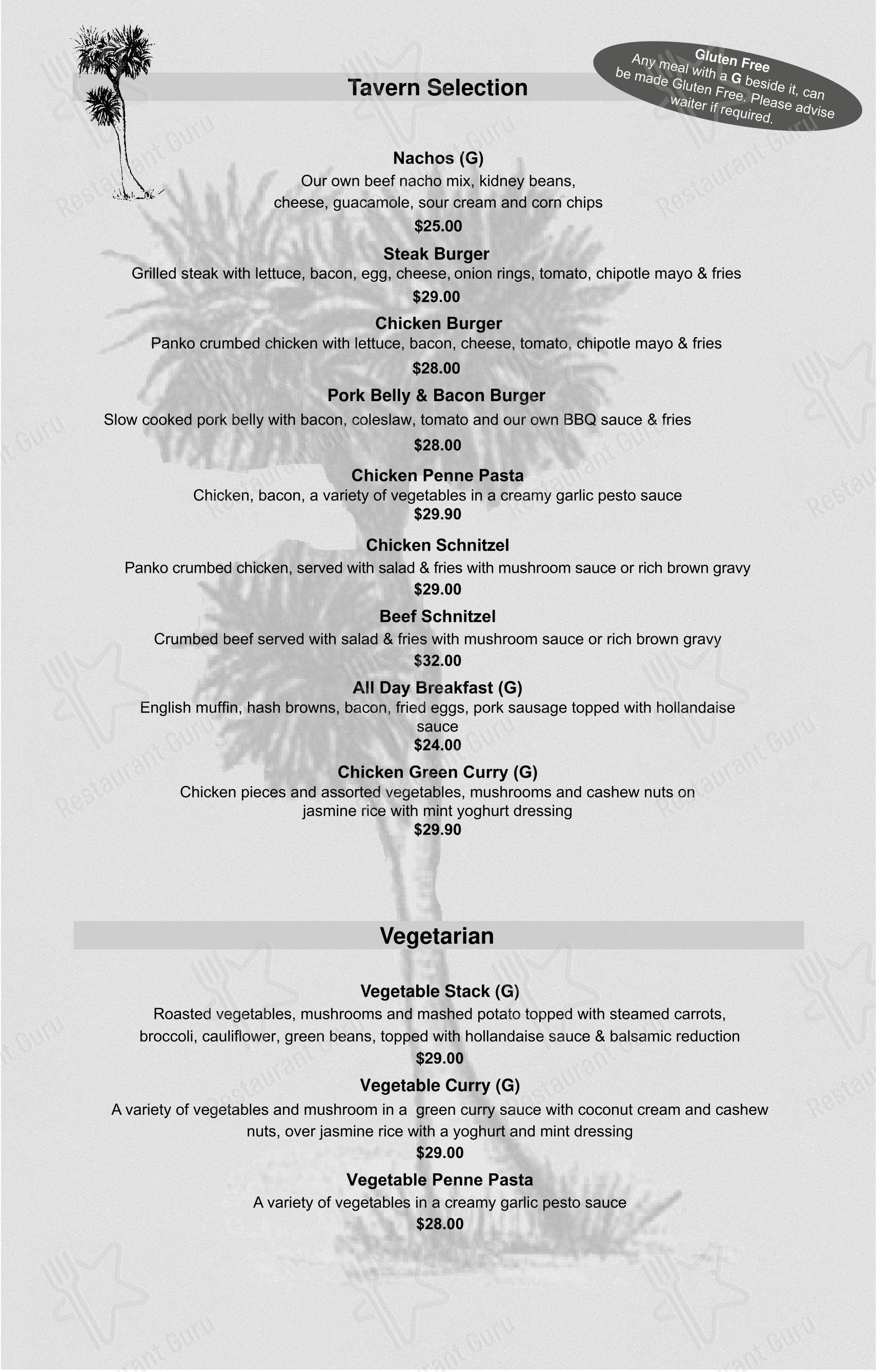 Меню ресторана The Cabbage Tree Restaurant - Коктейльная карта