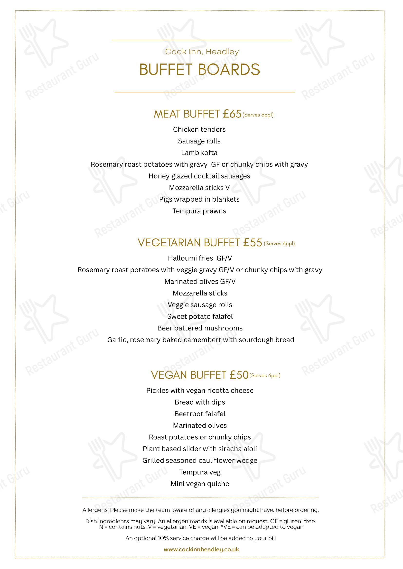 The Cock Inn в Эпсоме - Wine Menu