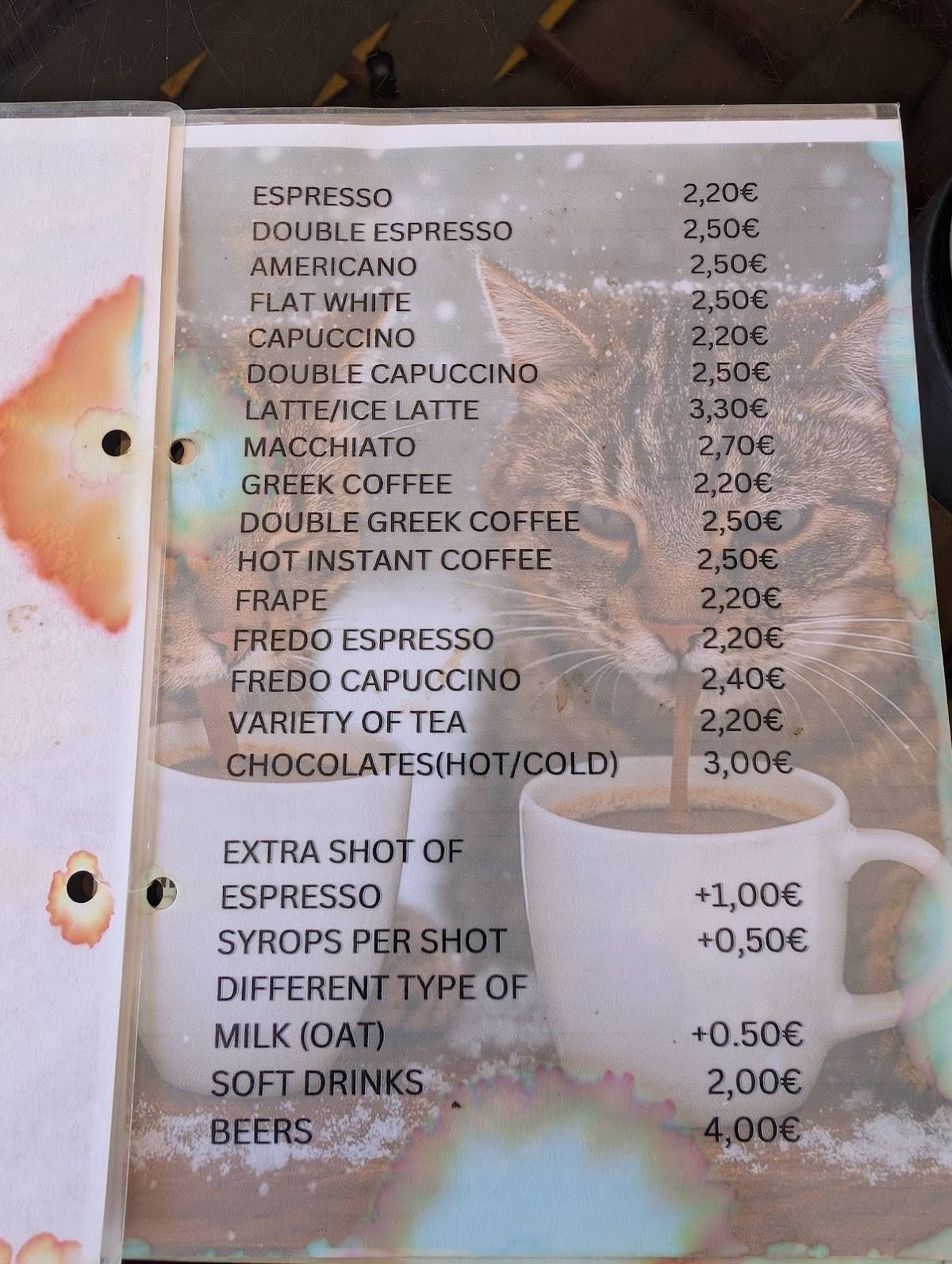 The Coffee Cat Cafe меню
