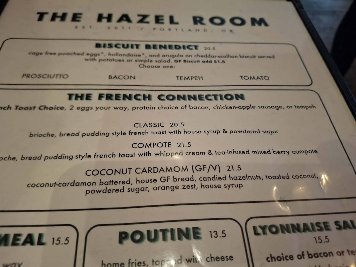 The Hazel Room меню