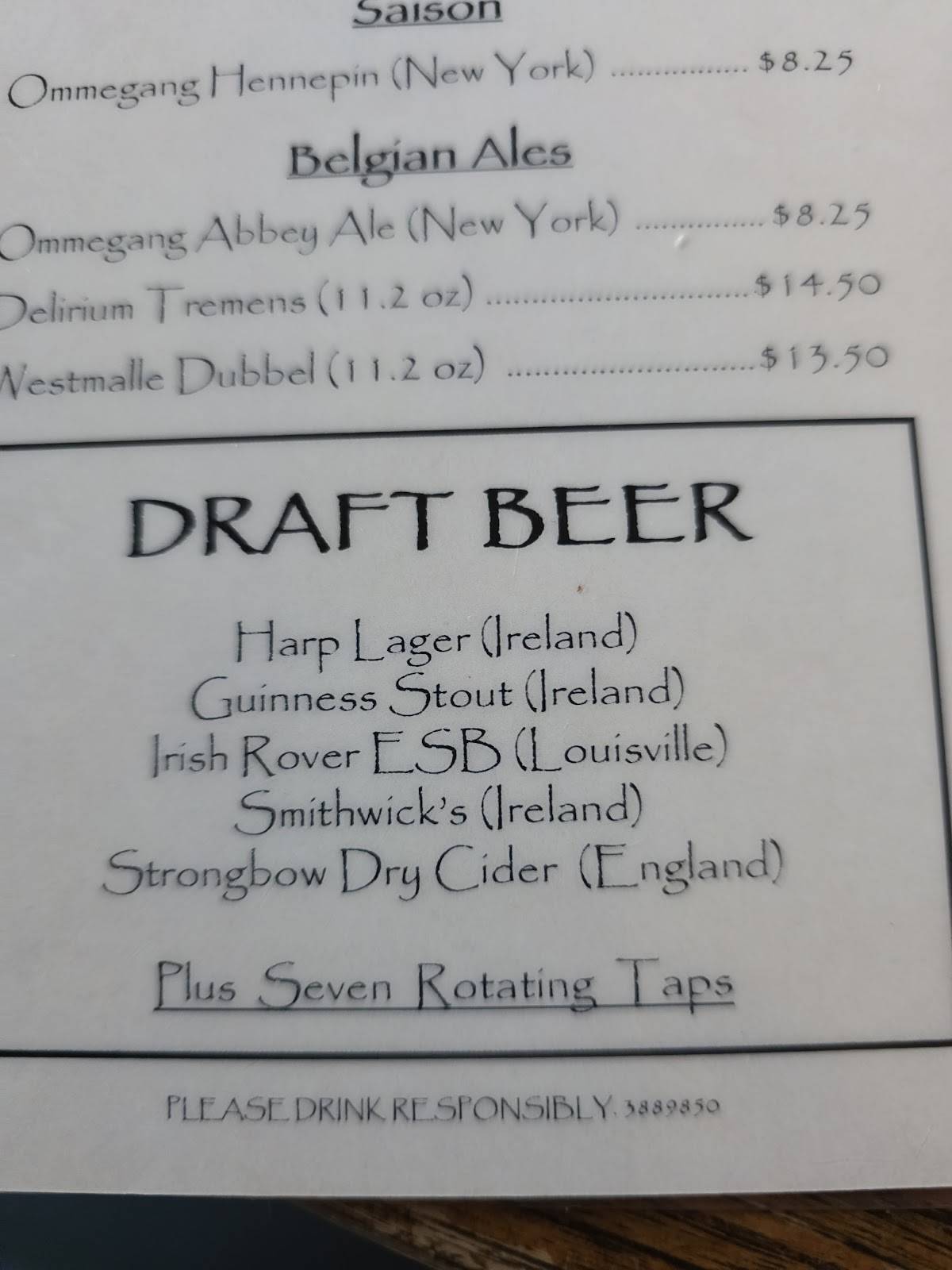 The Irish Rover меню
