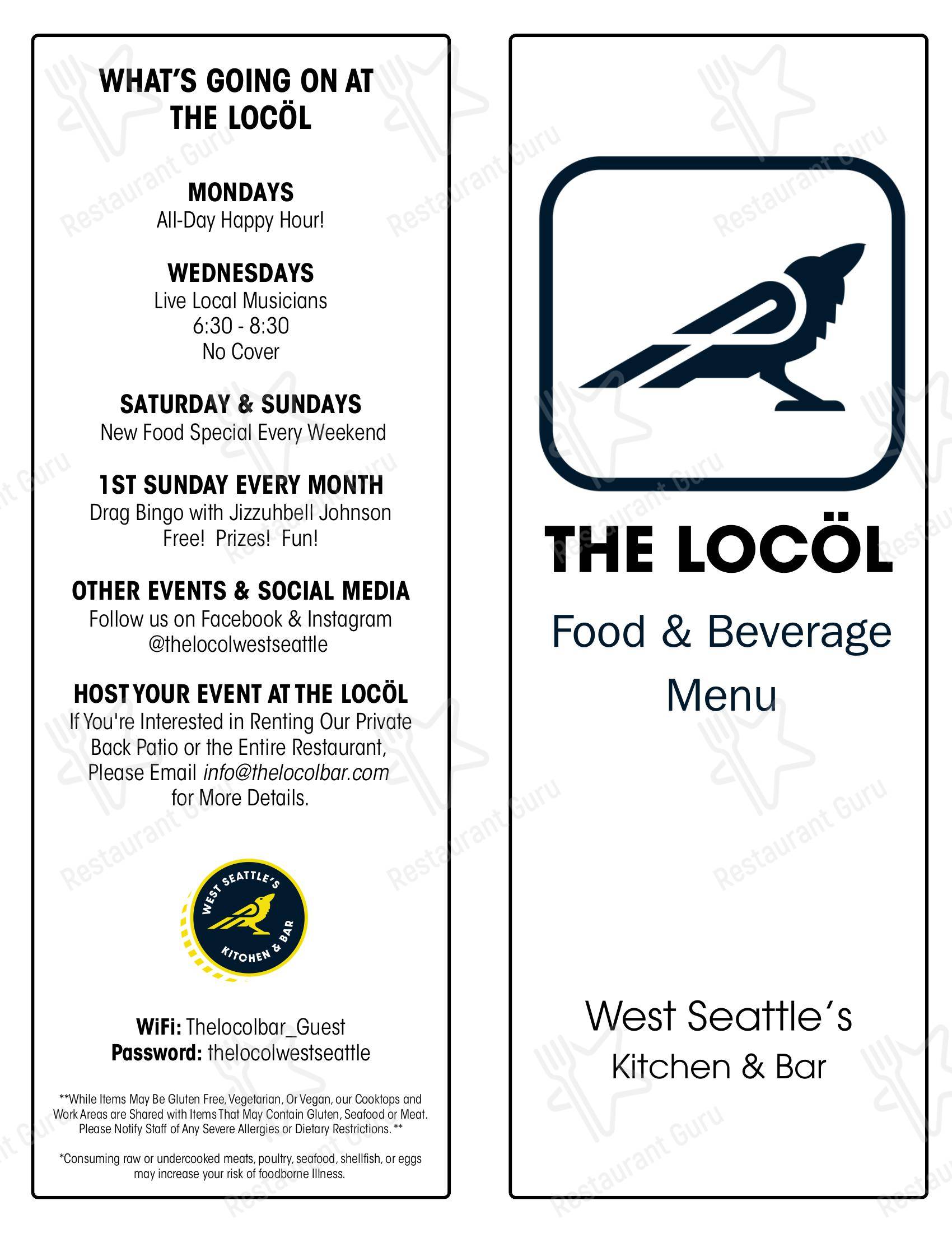 The Locöl Kitchen & Bar в Сиэтле - Меню