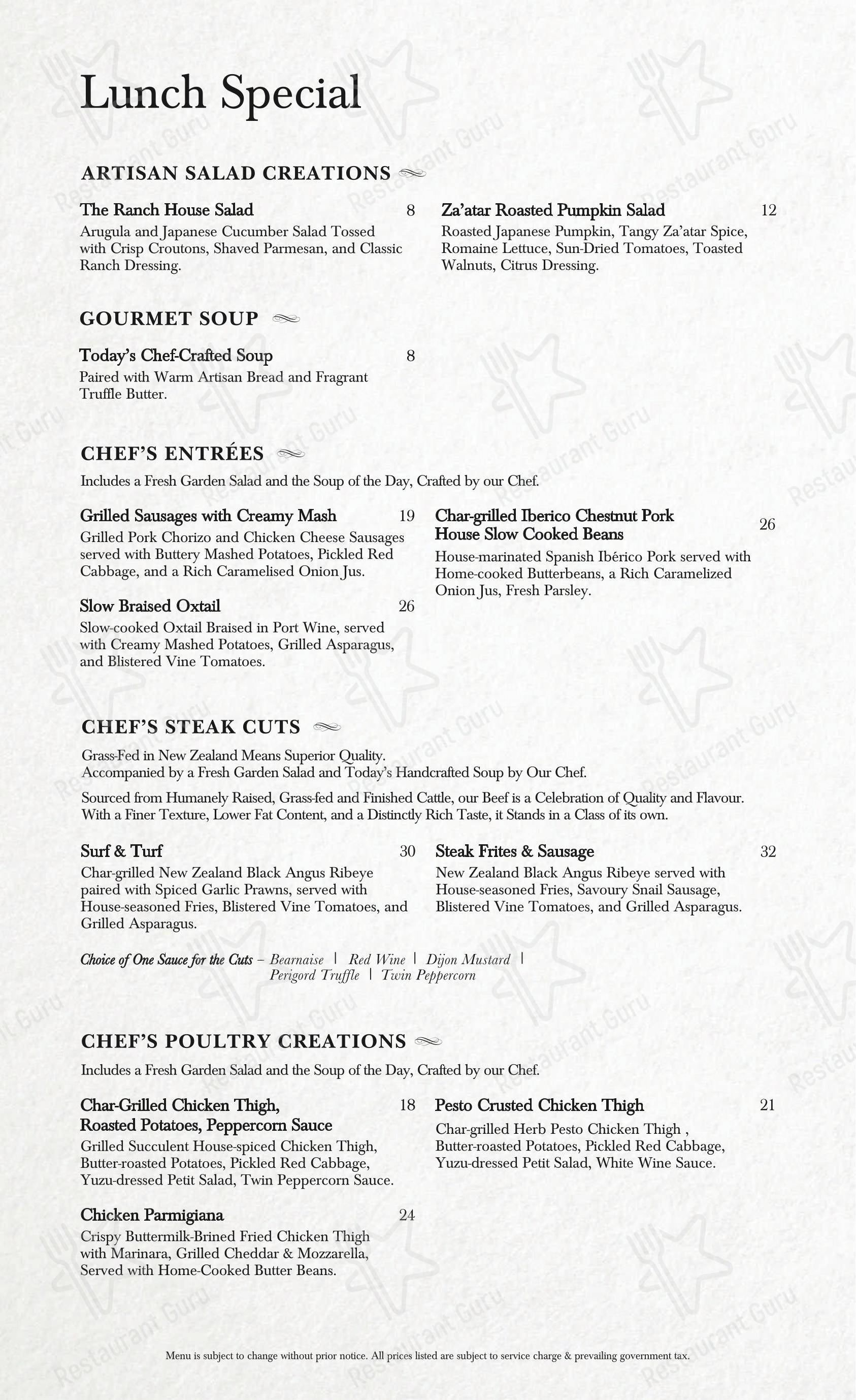 Коктейльная карта стейк хауса TheRanchSteakhouse в Сингапуре