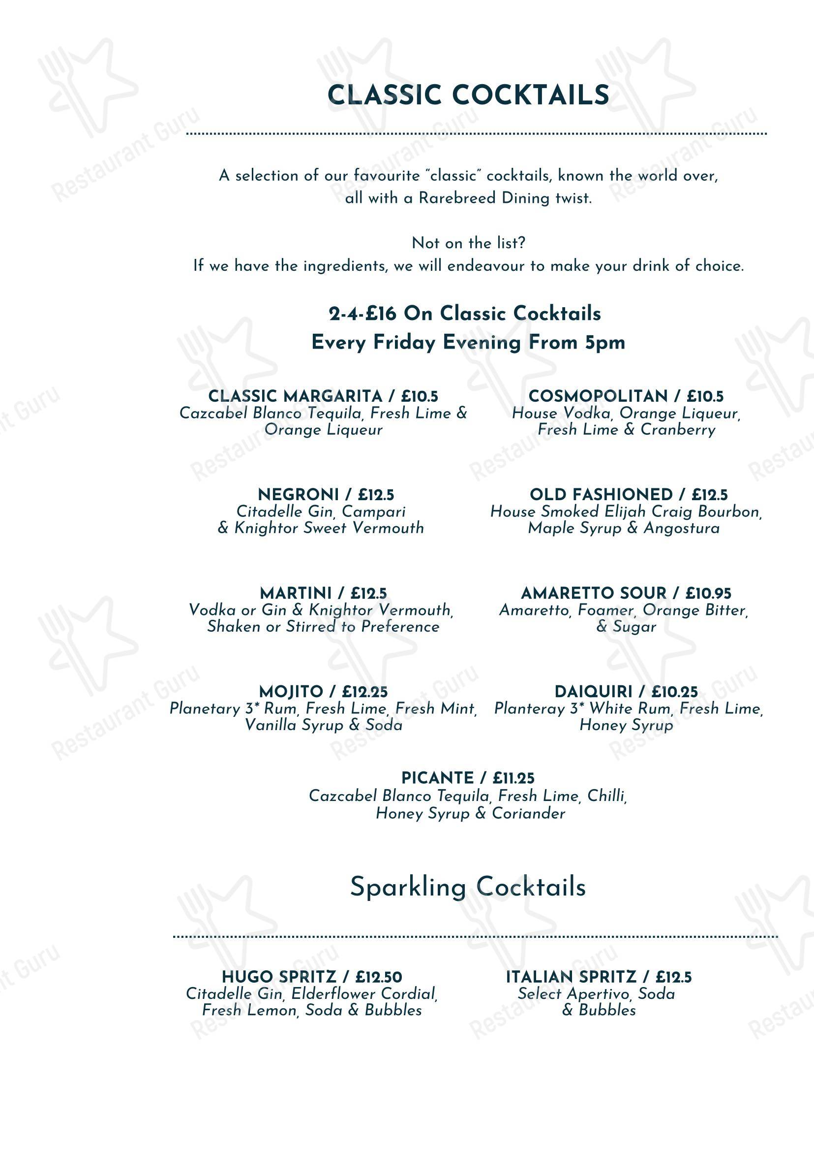 Wine Menu паба и бара The Shurlock Inn