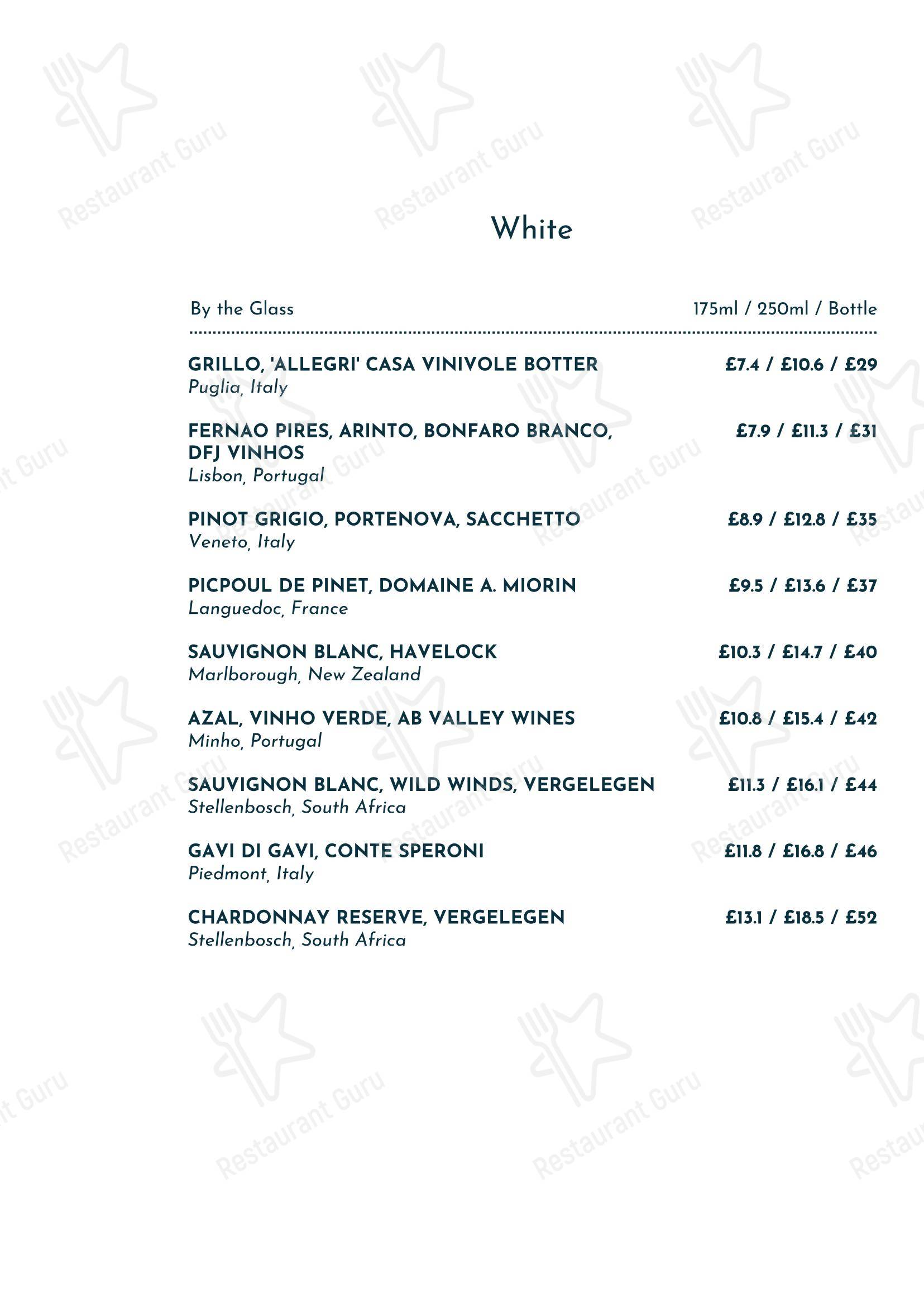 Wine Menu паба и бара The Shurlock Inn