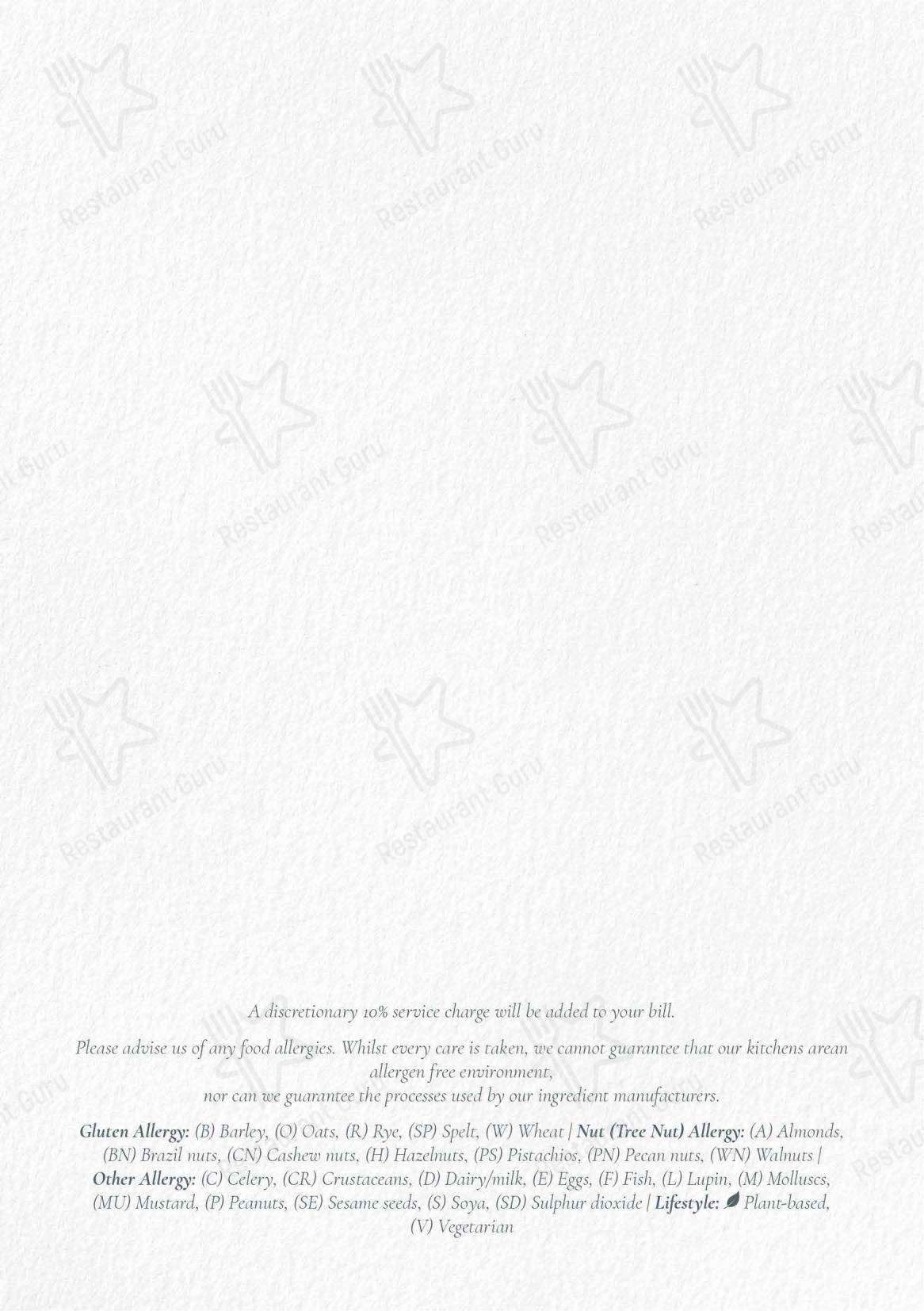 Меню ресторана The Sorting Room Restaurant - HOLIDAY MENU