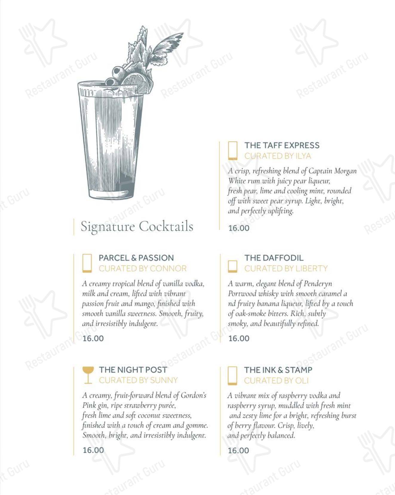 Wine Menu ресторана The Sorting Room Restaurant