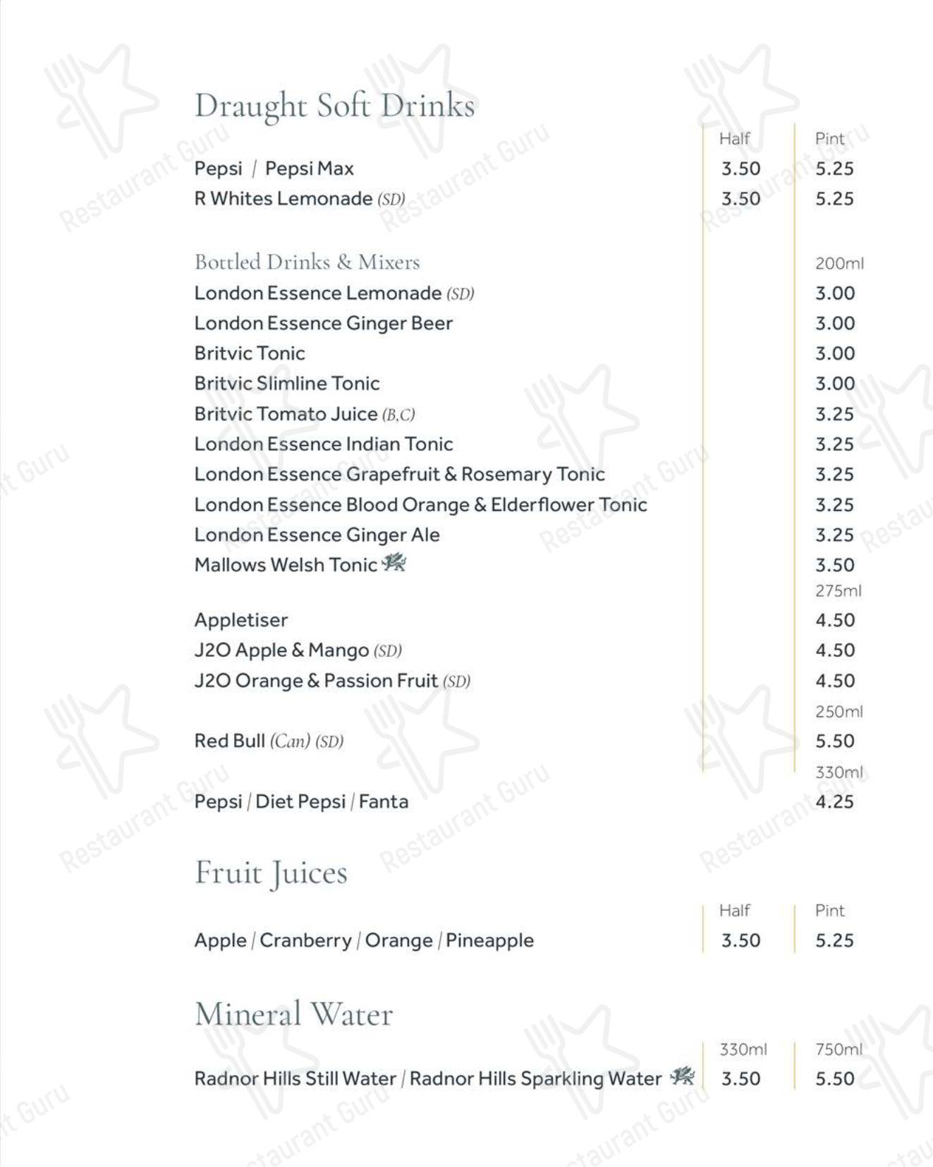 Меню ресторана The Sorting Room Restaurant - Wine Menu