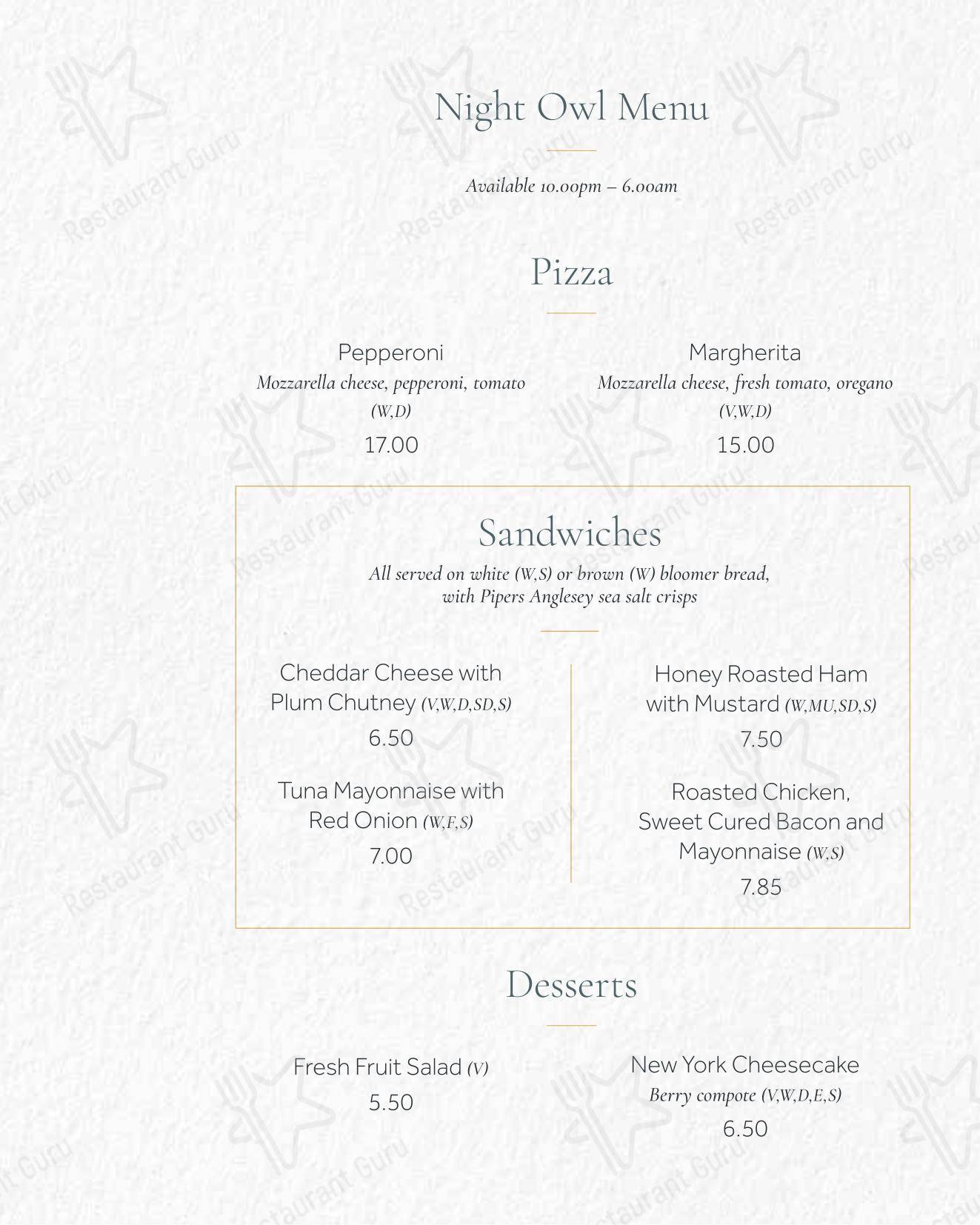 Takeaway Menu ресторана The Sorting Room Restaurant