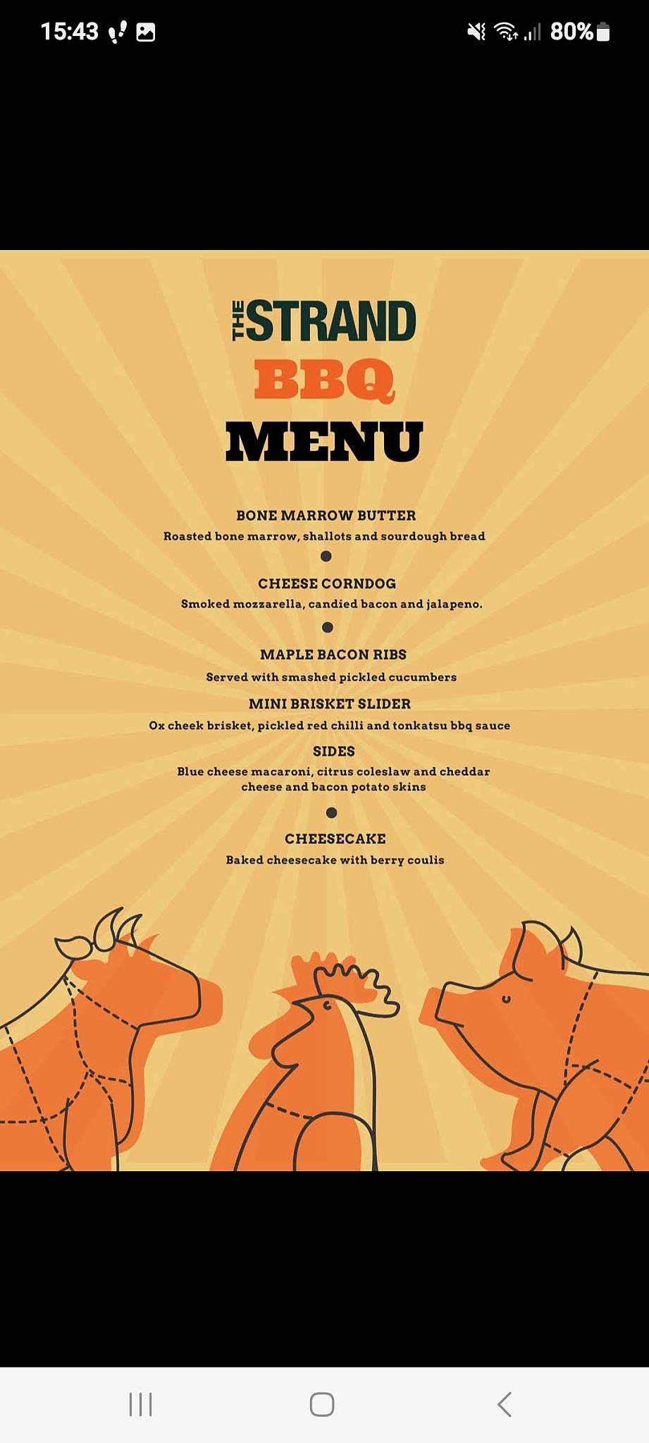 Strand Cafe Menu Меню ресторана The Strand, Хёугесунн
