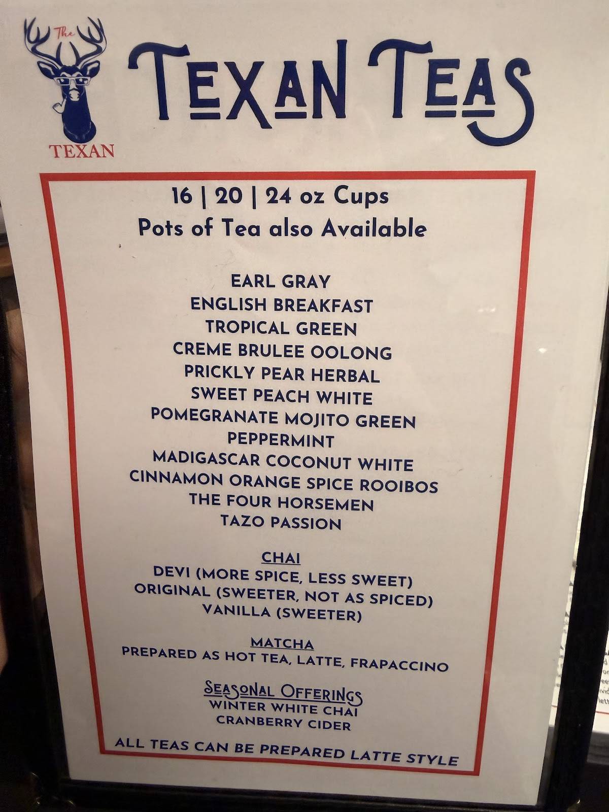 The Texan Cafe & Coffee Shop меню