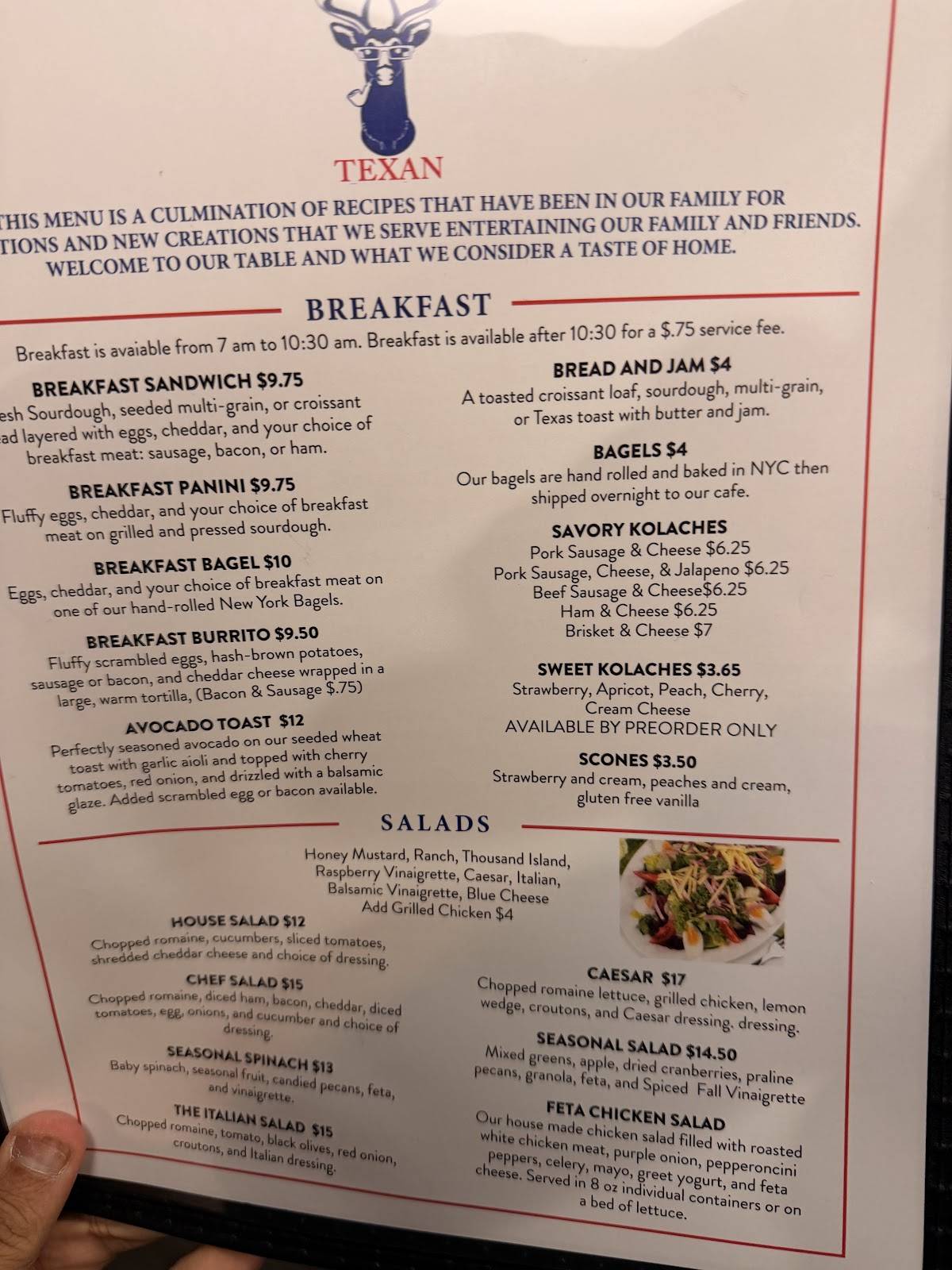 The Texan Cafe & Coffee Shop меню