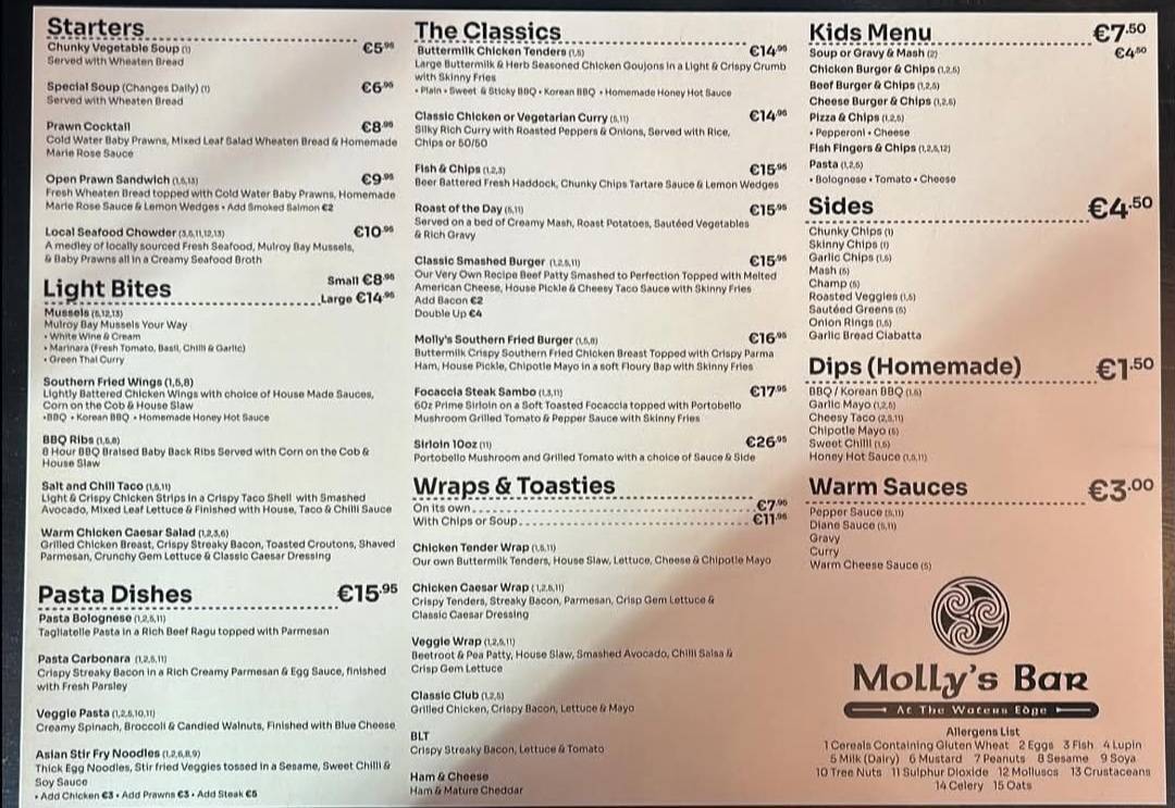 The Waters Edge Restaurant меню