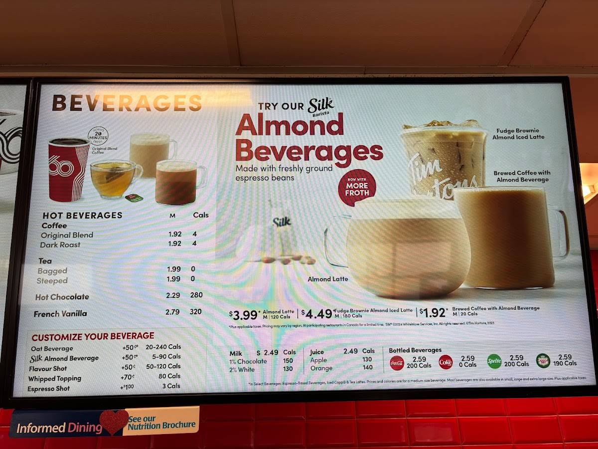 Tim Hortons меню