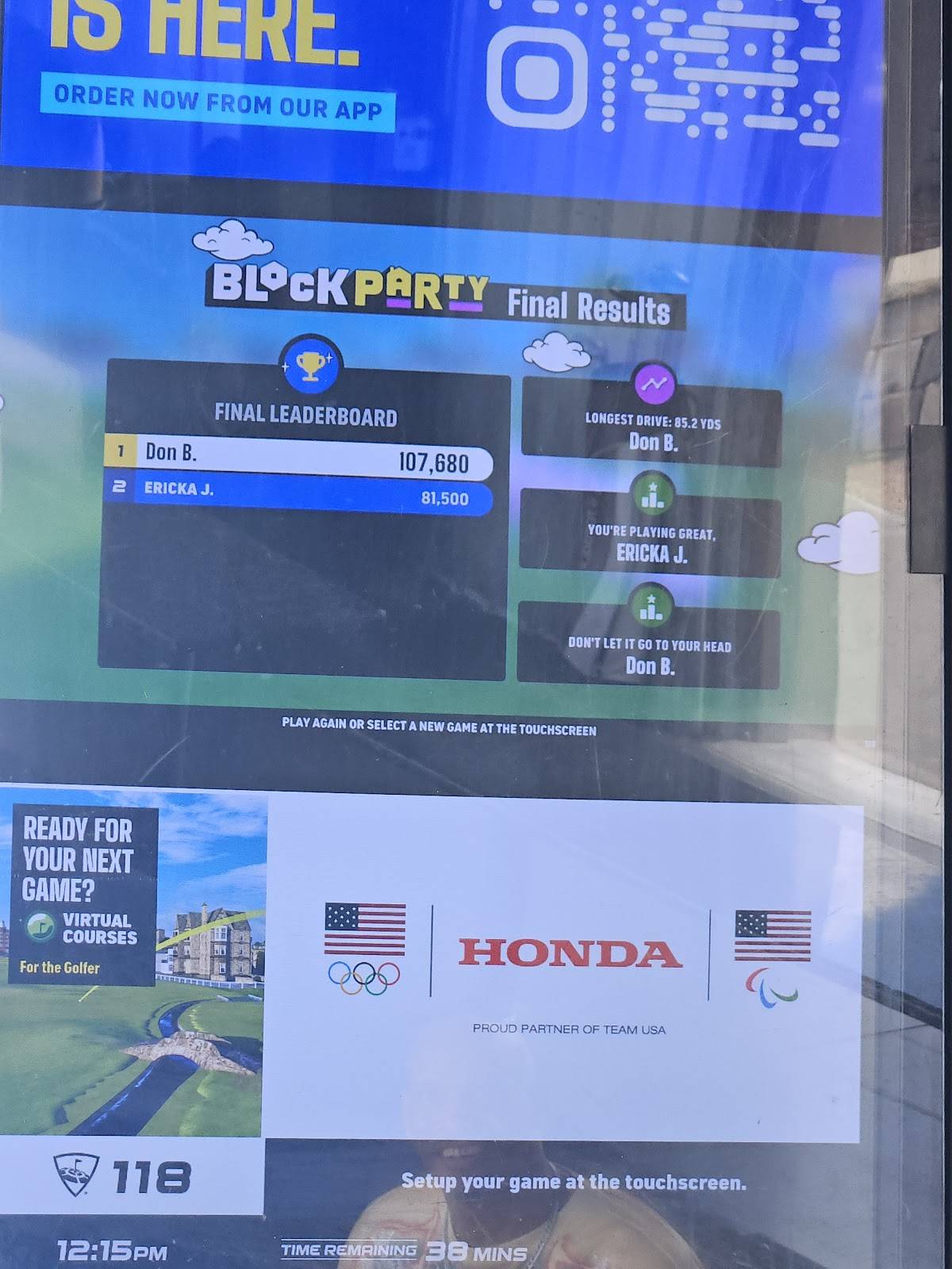 Topgolf меню