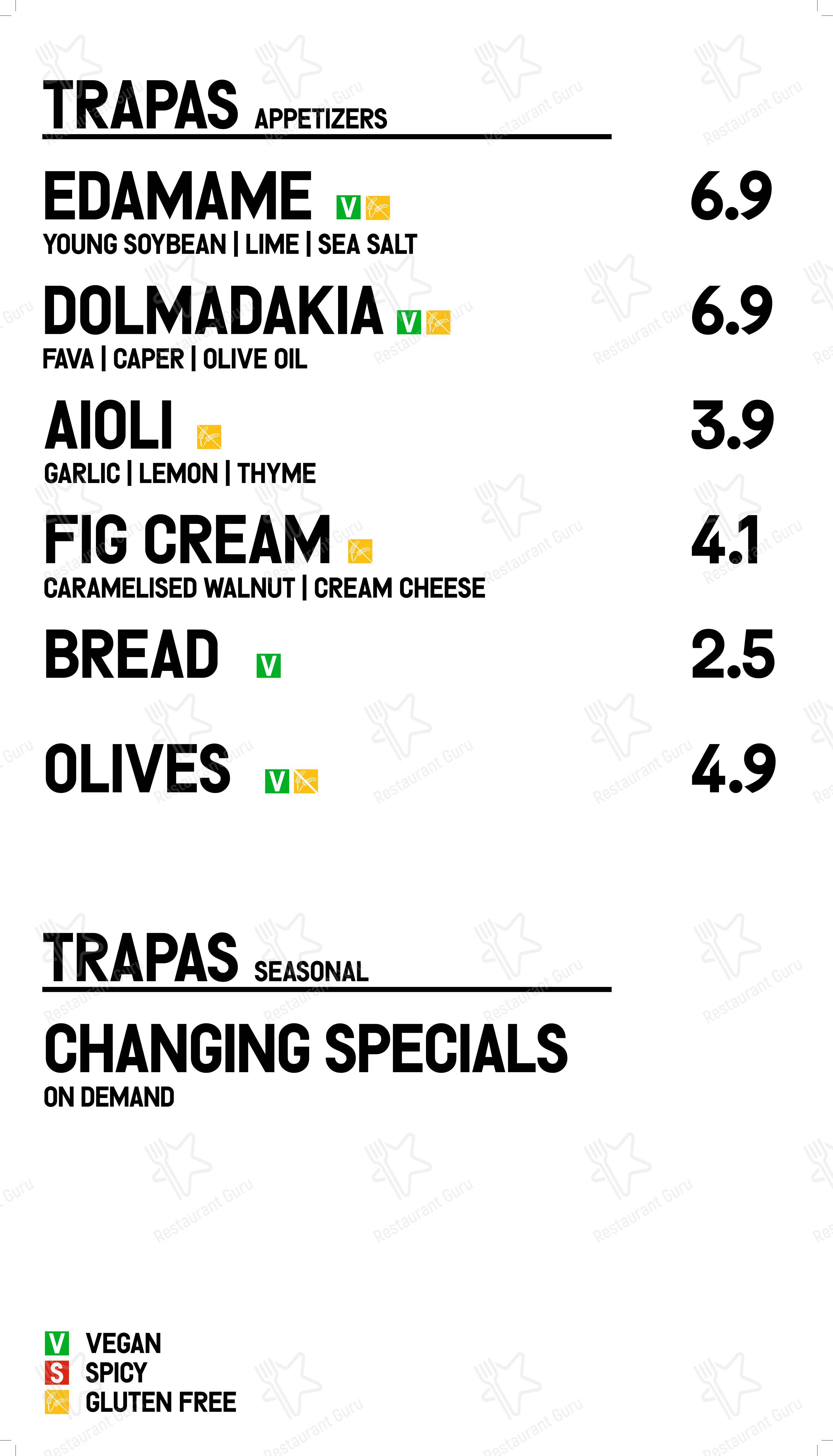 Dinner Menu ресторана Trapas в Кёльне