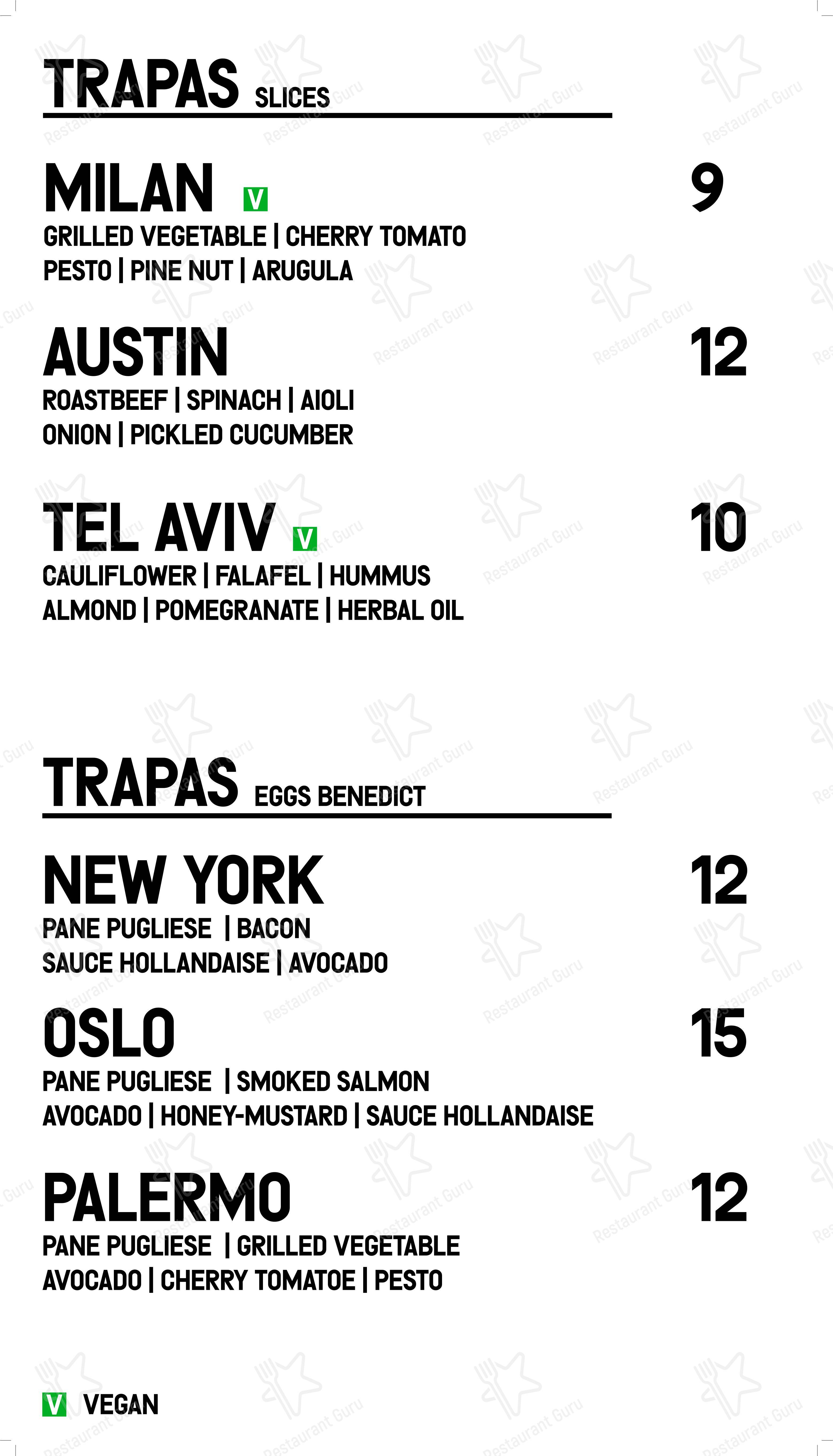 Lunch Menu ресторана Trapas