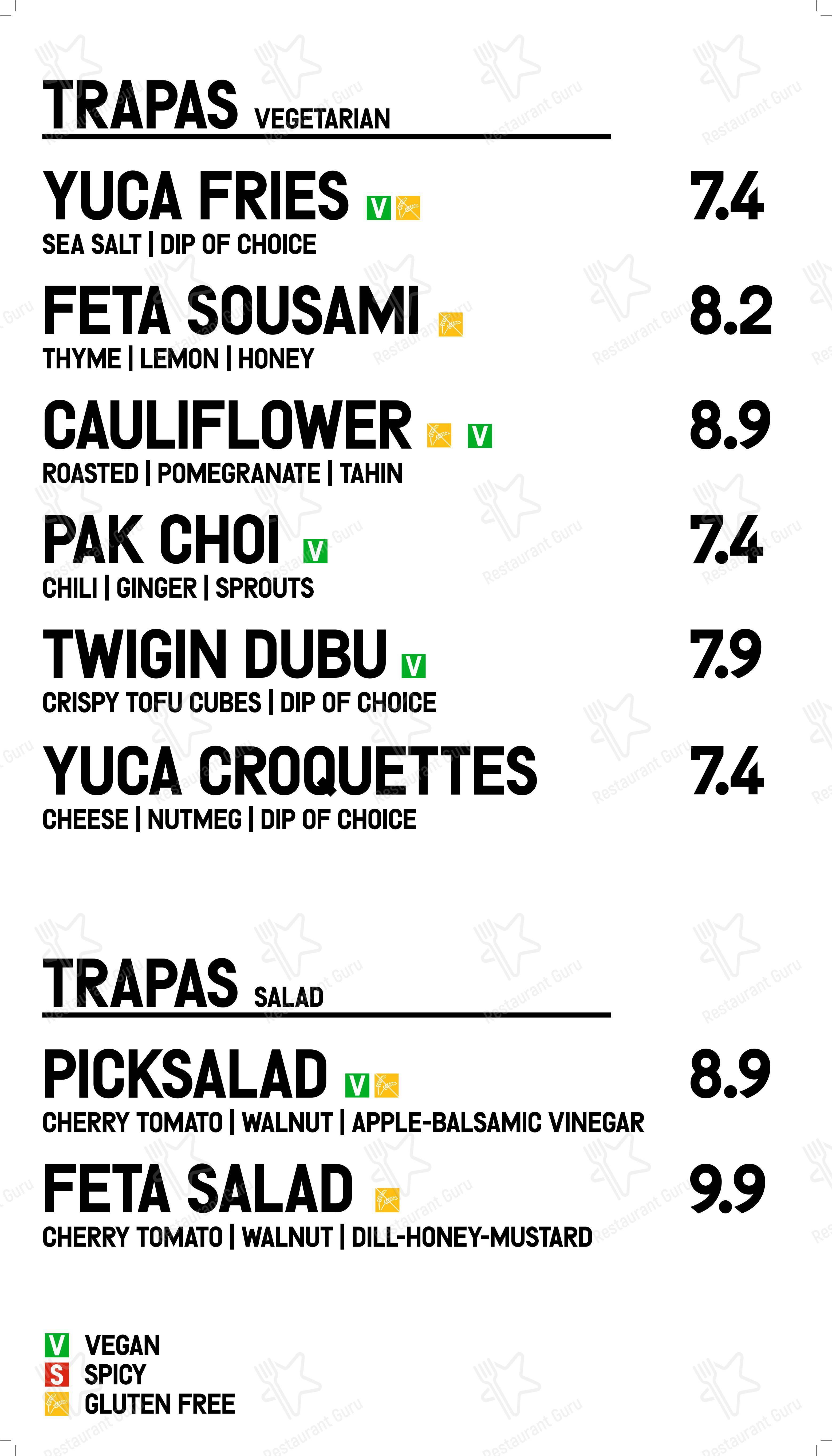 Dinner Menu ресторана Trapas в Кёльне