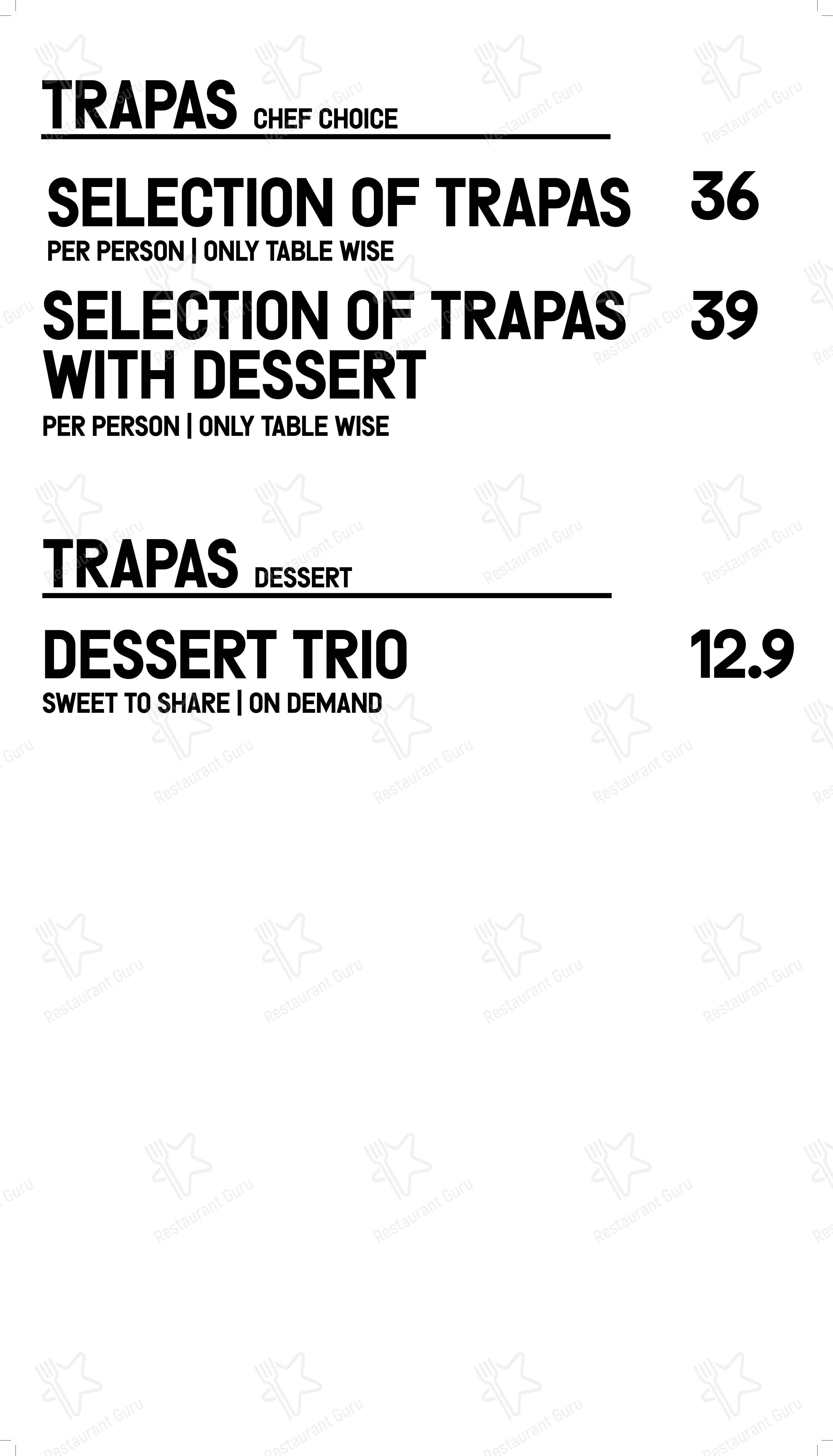 Lunch Menu ресторана Trapas