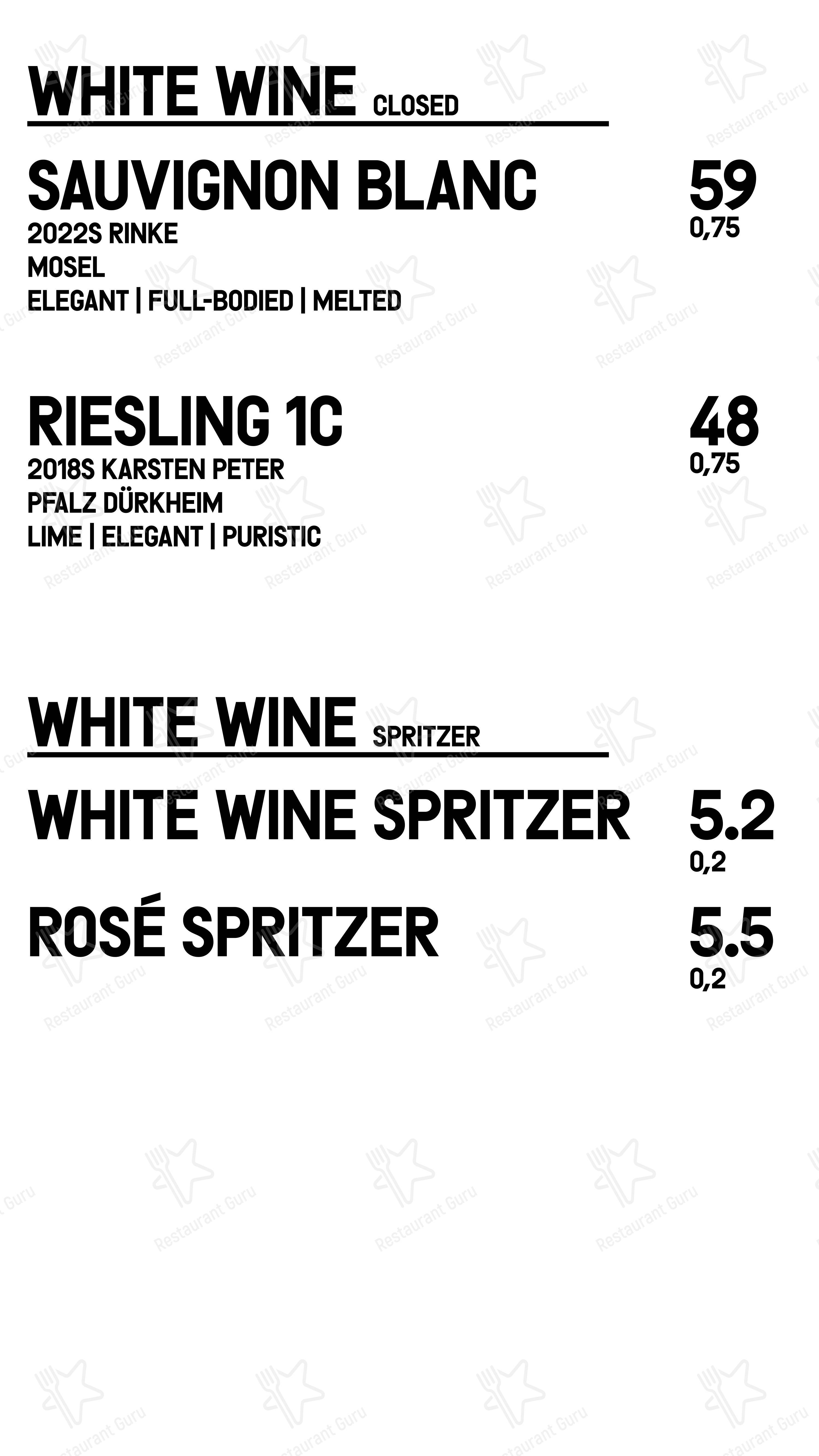 Trapas в Кёльне - Wine Menu