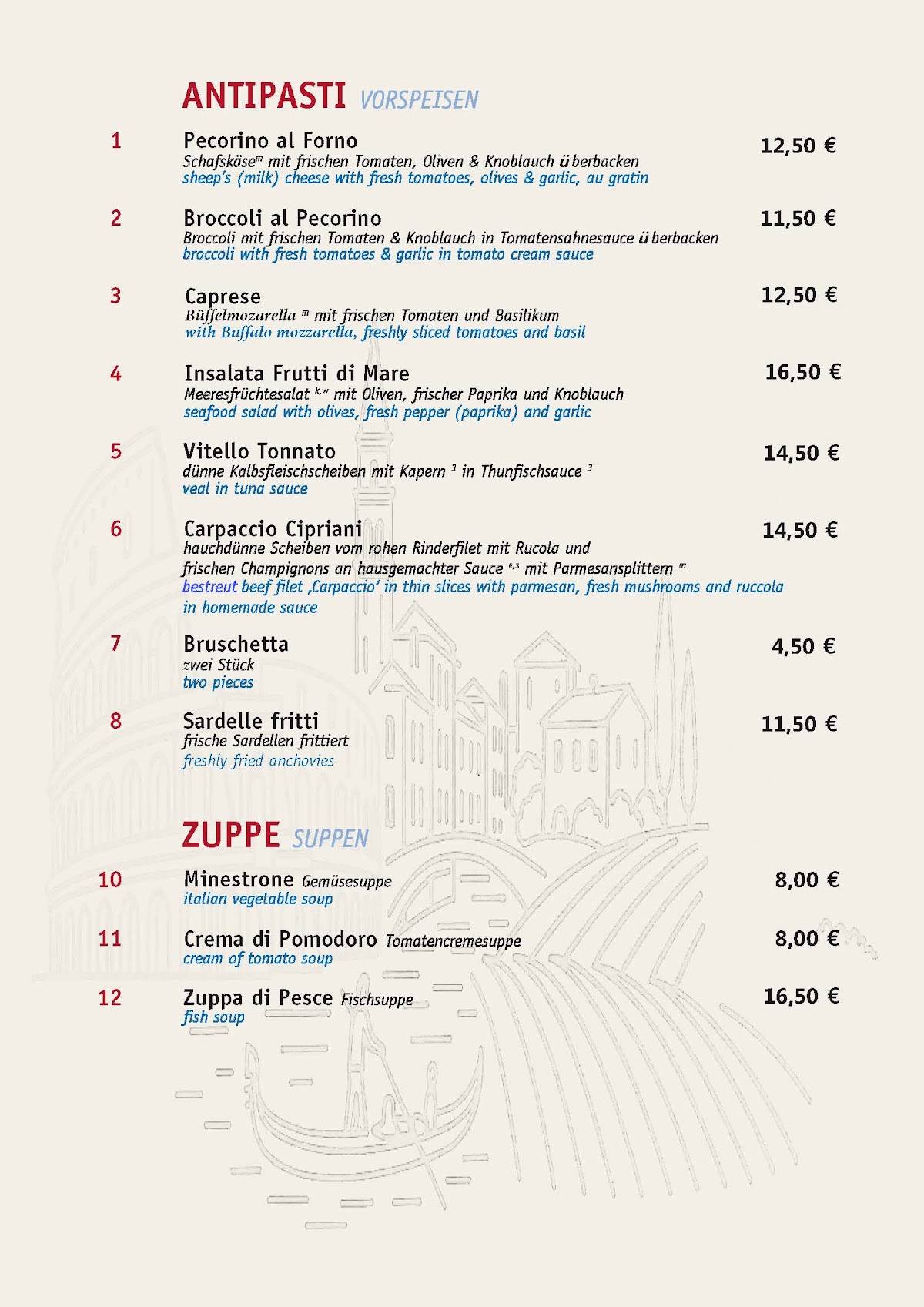 Trattoria Splendido меню
