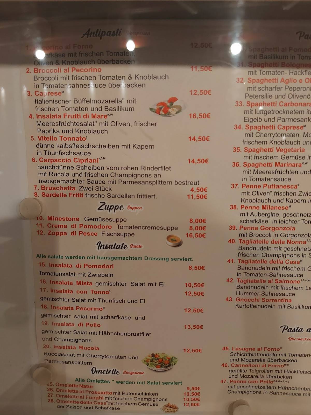 Trattoria Splendido меню