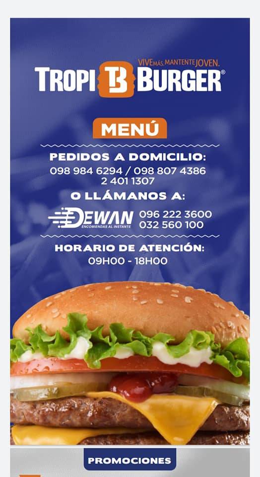 Tropiburger меню