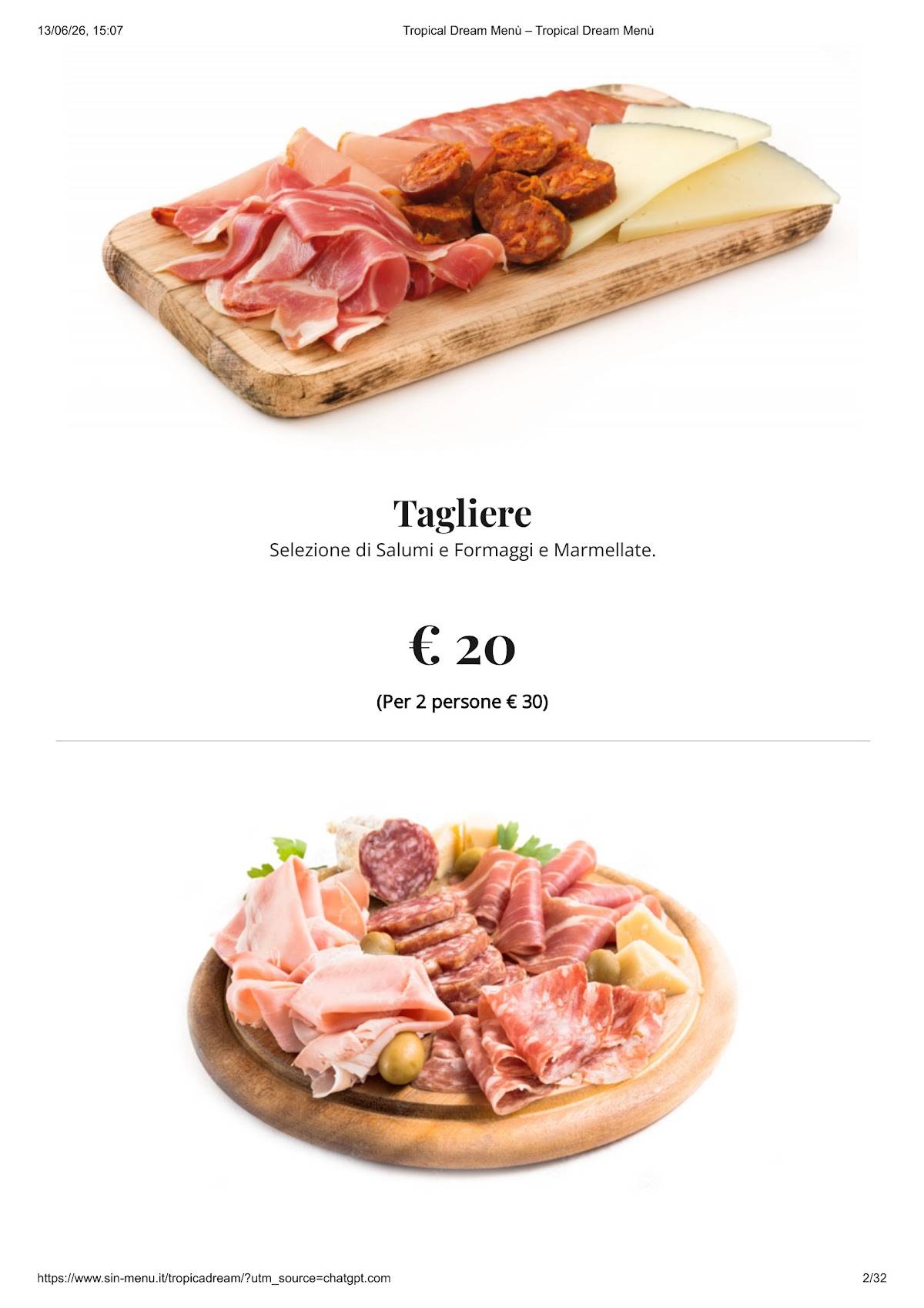 Tropical Dream - Sushi Pizza, Bistrot, Lounge Bar, Braceria меню