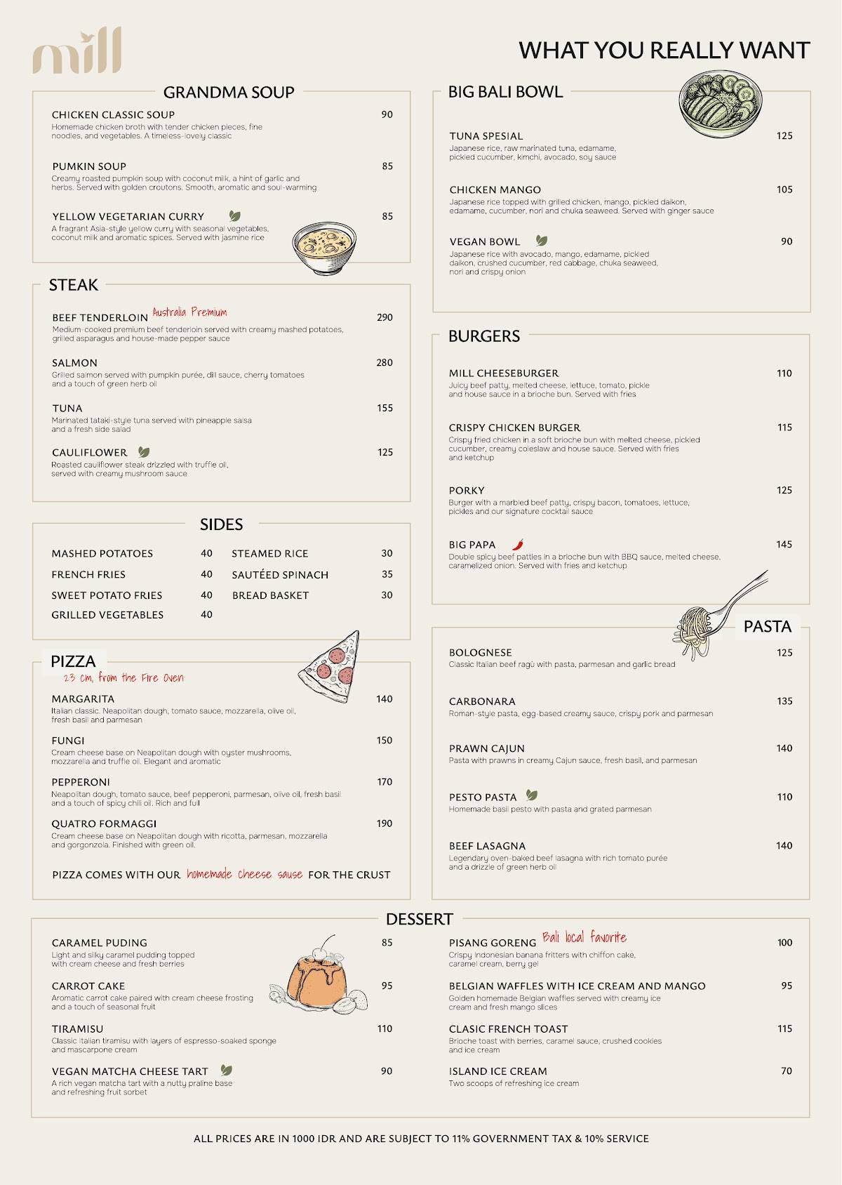 Mill Restaurant меню