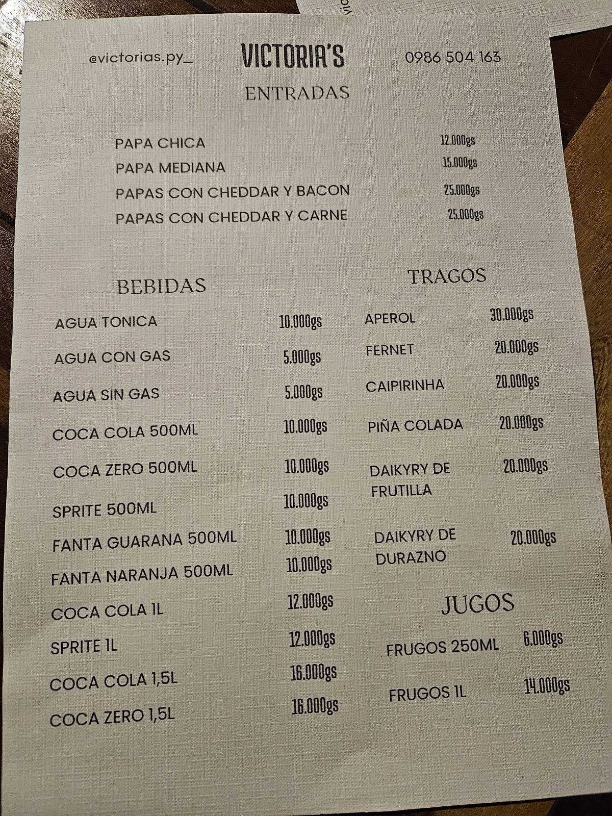 VICTORIA'S - RESTO BAR меню