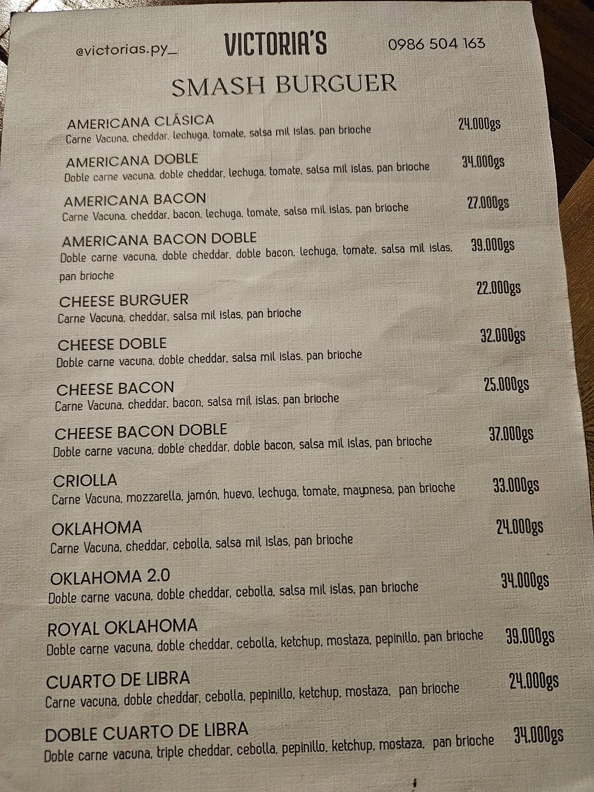VICTORIA'S - RESTO BAR меню