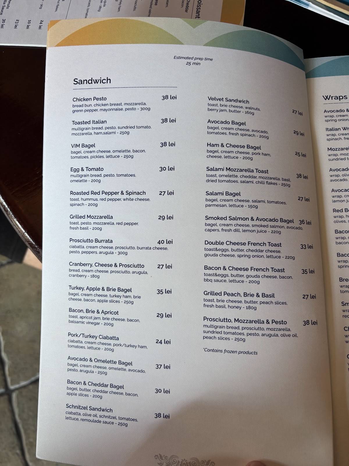VIM bistro меню