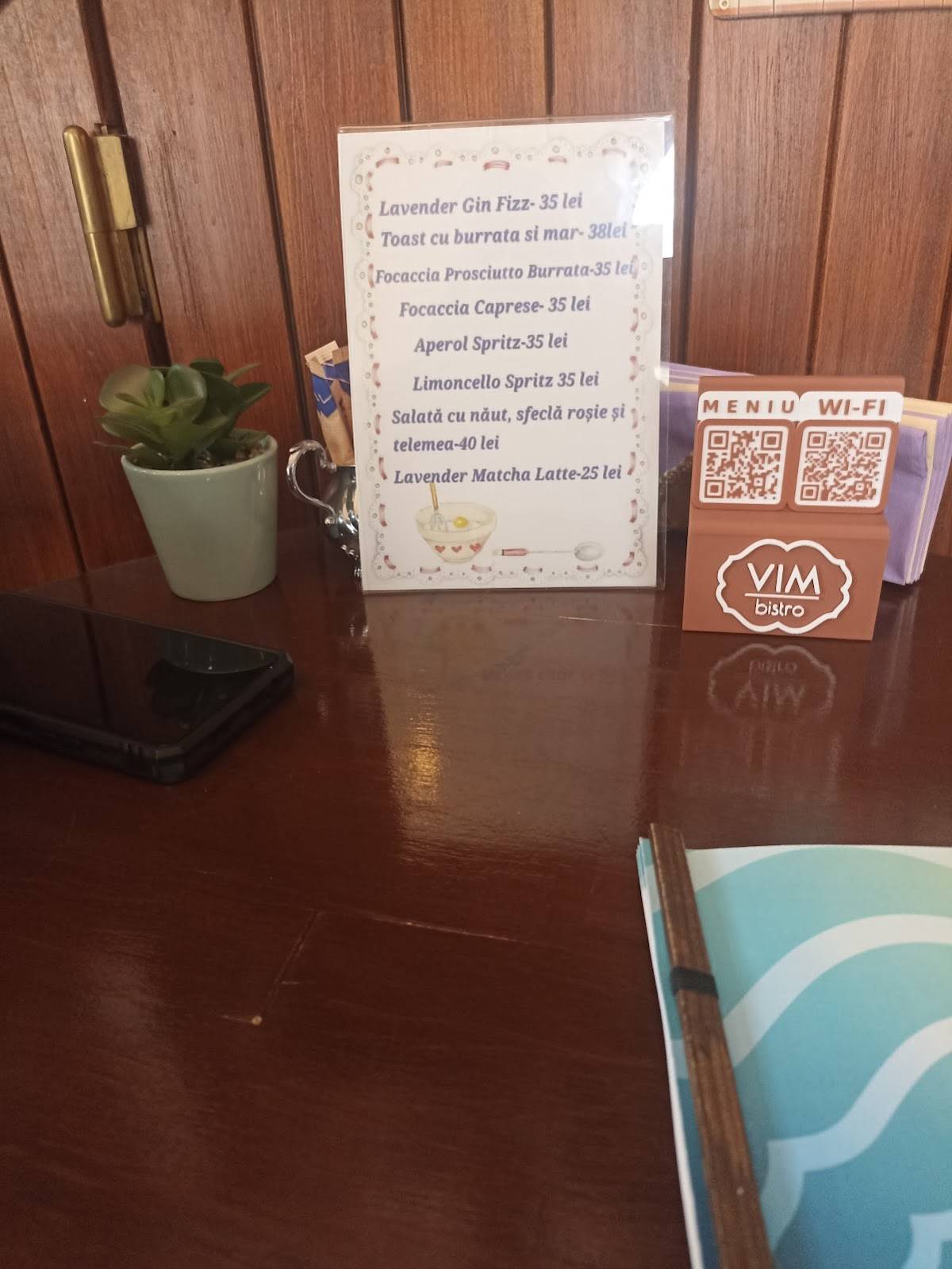 VIM bistro меню