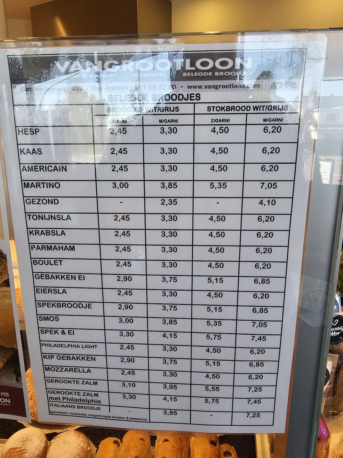Vangrootloon Riksingen меню