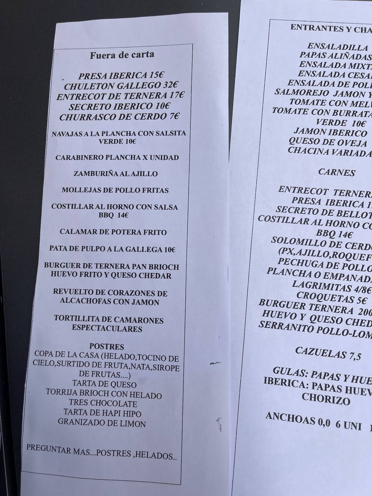 Venta Raul меню