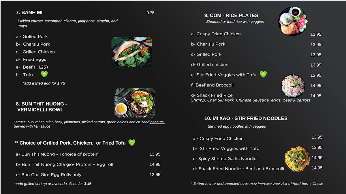 Viet Shack меню