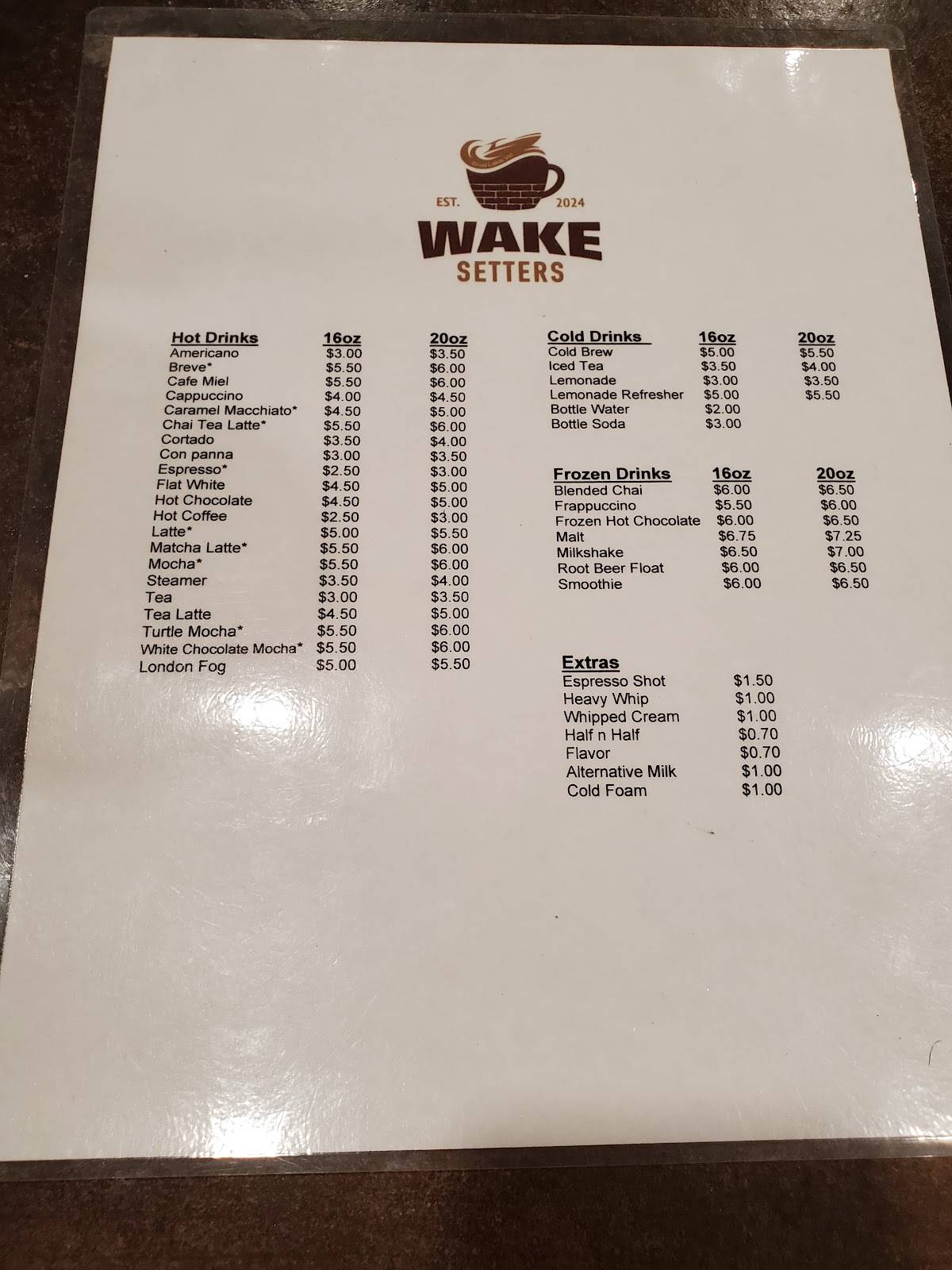 Wake Setters меню