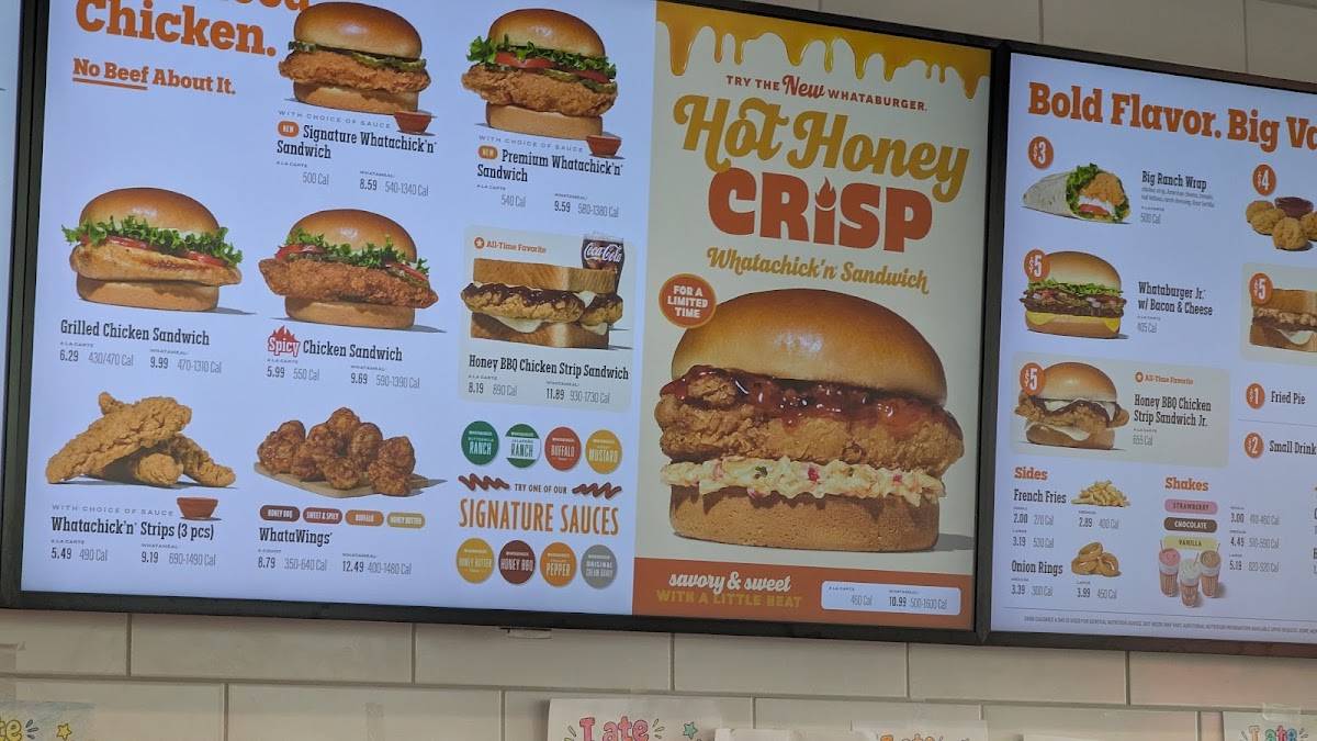 Whataburger меню