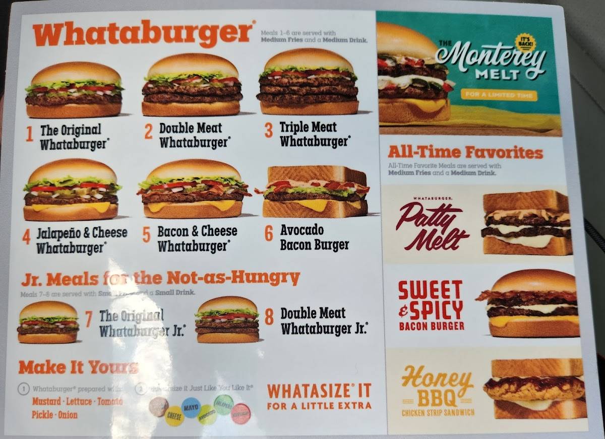 Whataburger меню