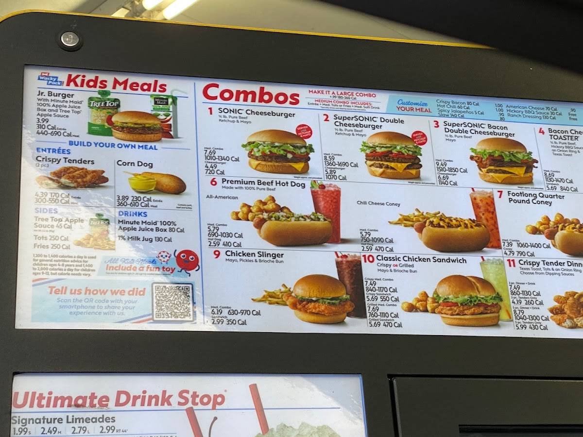 Sonic Drive-In меню