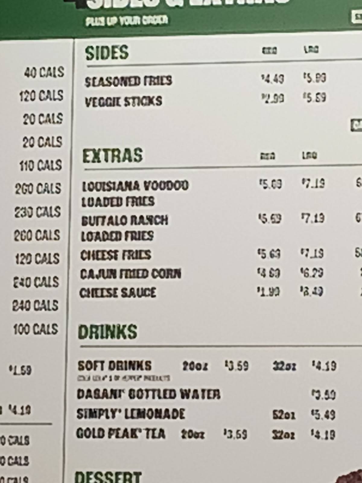 Wingstop меню
