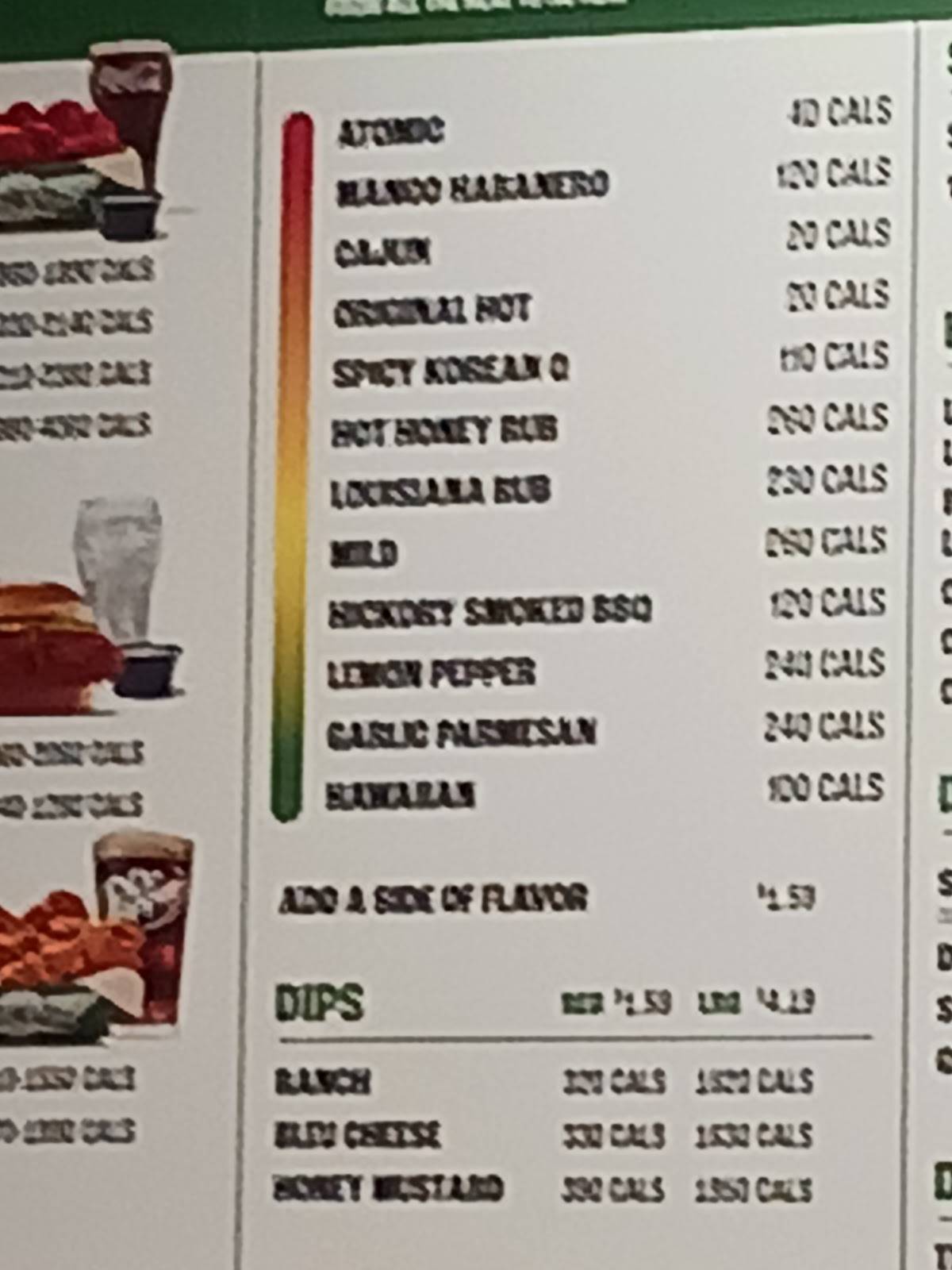 Wingstop меню